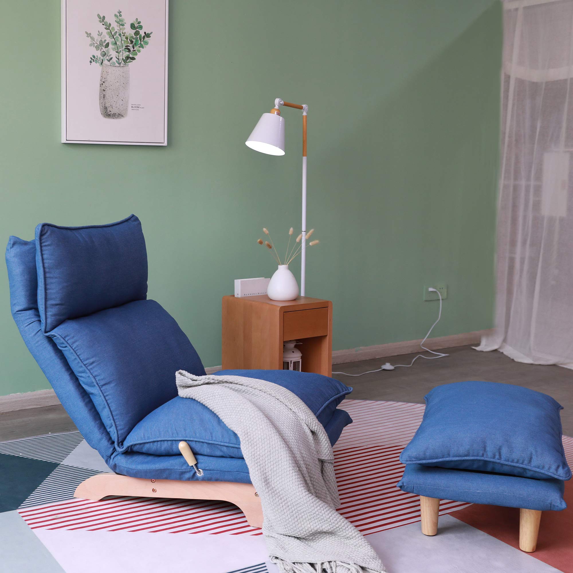 Foldable Reclining Lounge Chair - Adjustable Lazy Sofa for Bedroom, Balcony & Patio | Comfortable Leisure Single Sofa Chair for Reading, Napping & Relaxing