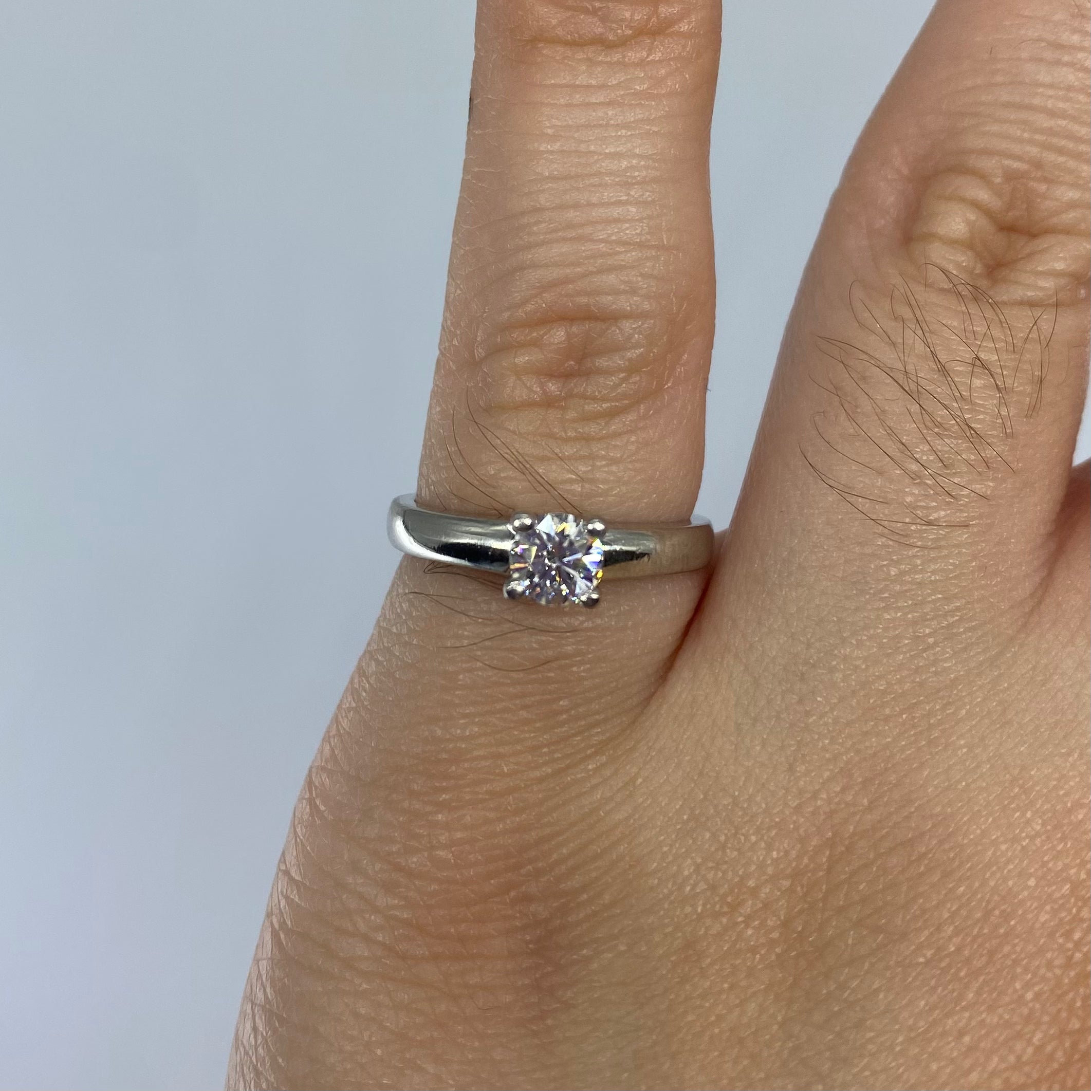 0.33ct Solitaire Diamond Engagement Ring in 14K White Gold | Size 4.25 | Classic Wedding Band for Proposals & Anniversaries