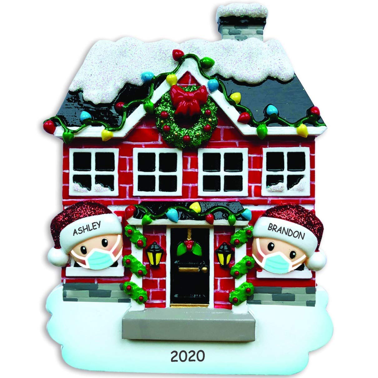 Custom Christmas Ornament for Couples - Personalized Family Holiday Decoration with Face Masks Design | Perfect for Home Decor, Gift Giving & Tree Trimming