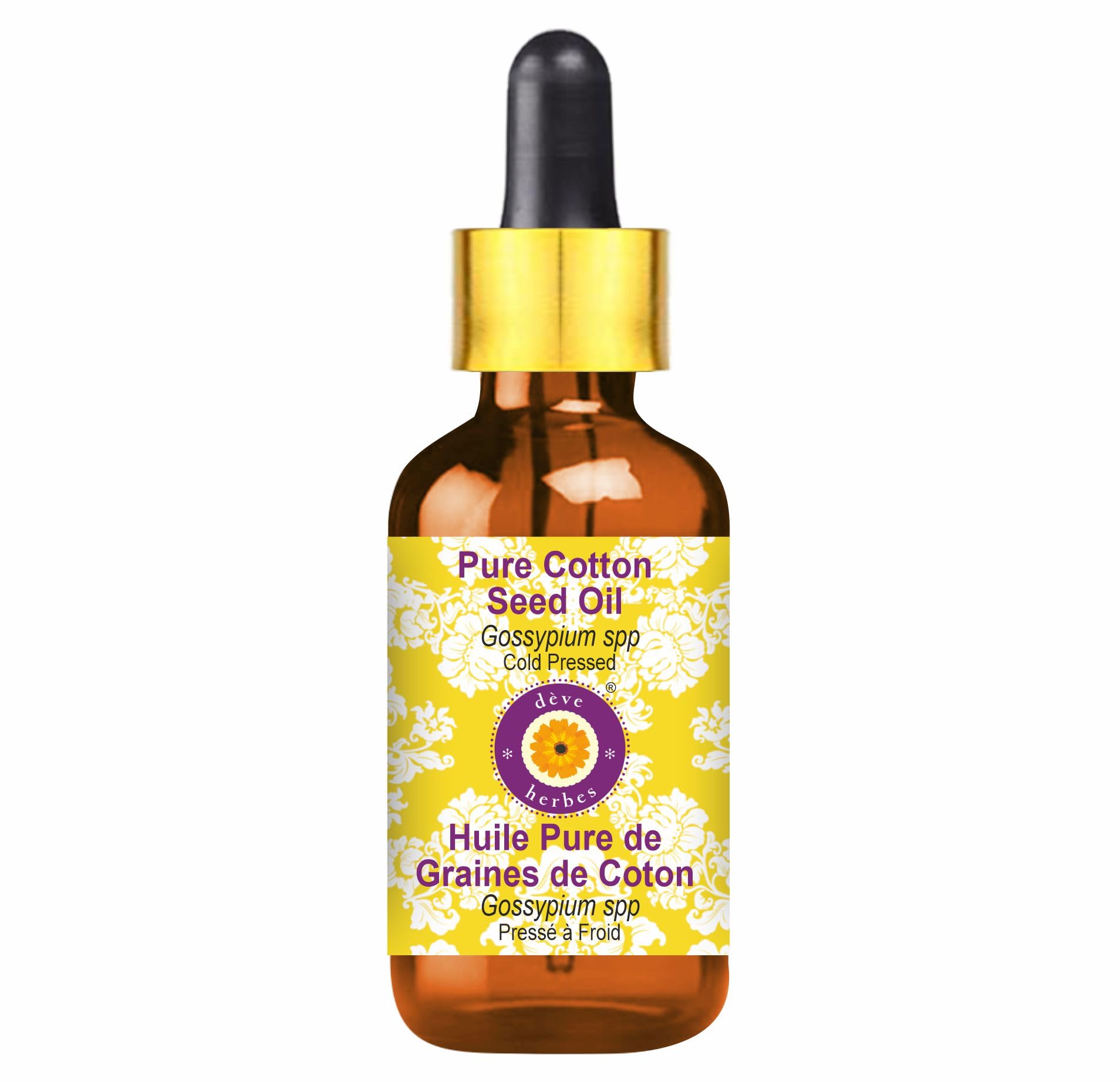 Pure Cotton Seed Oil (Gossypium spp) - 100% Natural, Cold Pressed, Therapeutic Grade with Glass Dropper - 30ml - Perfect for Aromatherapy, Massage & Skin Care