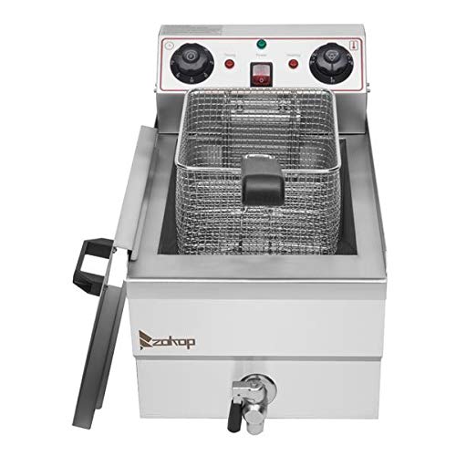 Professional 12.5QT Stainless Steel Electric Deep Fryer with Basket - Oil Filtration System, Adjustable Thermostat & Timer - Easy to Clean Commercial Deep Fryer for Home Kitchen, Restaurants & Catering Events
