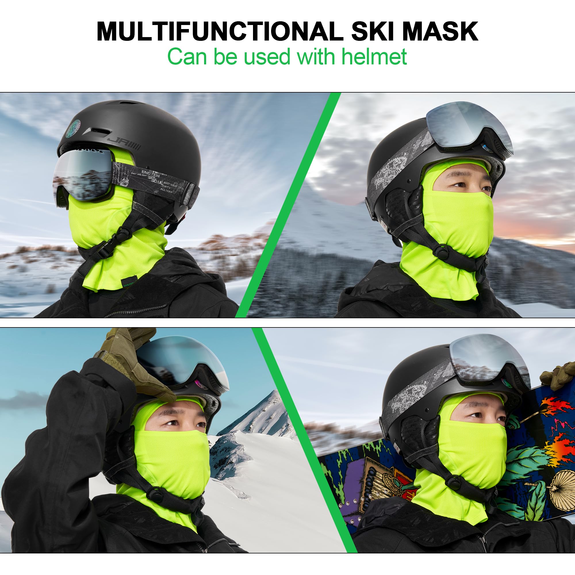 3-Pack Balaclava Ski Mask for Men & Women - Breathable Full Face Cover for Skiing, Snowboarding, Cycling & Outdoor Winter Sports - Cold Weather Protection Gear