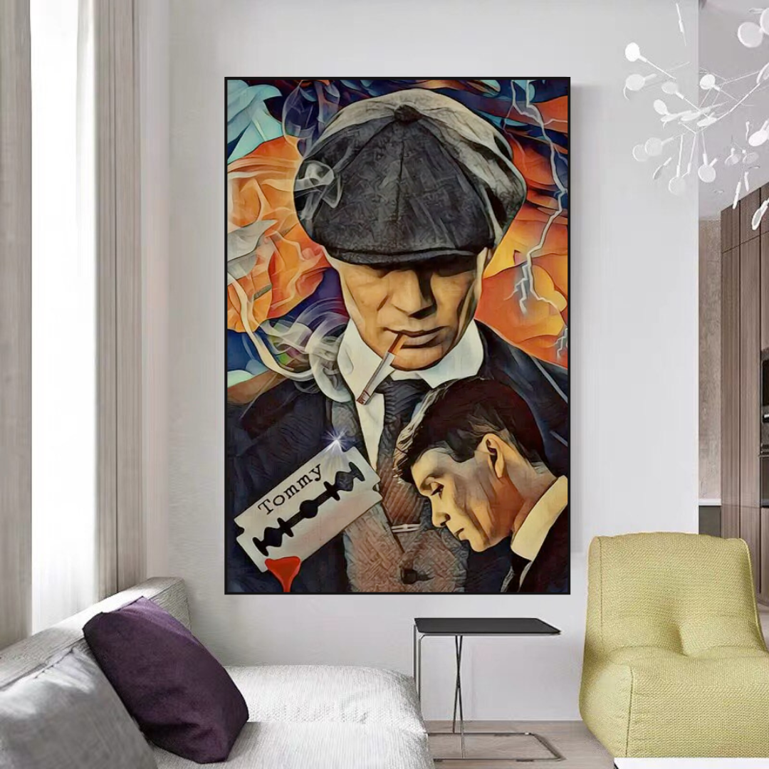 Tommy Shelby Peaky Blinders Wall Art Canvas Print - Vintage TV Show Home Decor for Living Room, Bedroom & Office