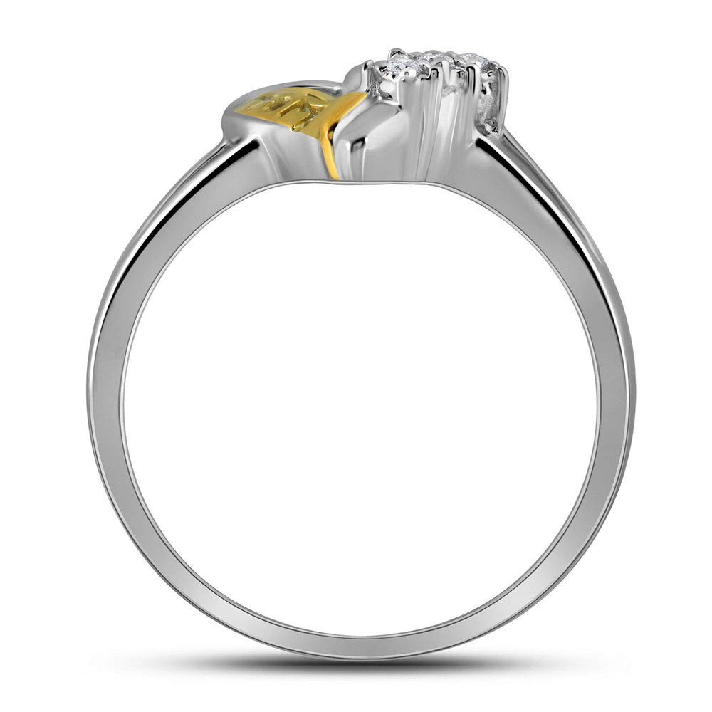 Dazzlingrock Sterling Silver & Gold 2-Tone Women's Round Diamond Heart Ring for Mom - 0.03 CTW - Perfect Gift for Mother's Day, Birthday & Anniversary