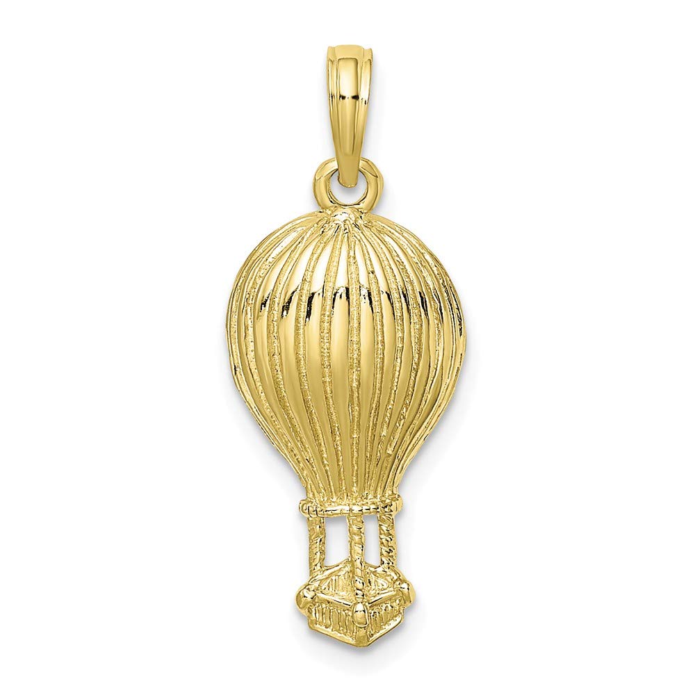 10K Yellow Gold Polished Hot Air Balloon Pendant Necklace - Elegant Jewelry Gift for Women, Birthday, Anniversary & Travel Lovers
