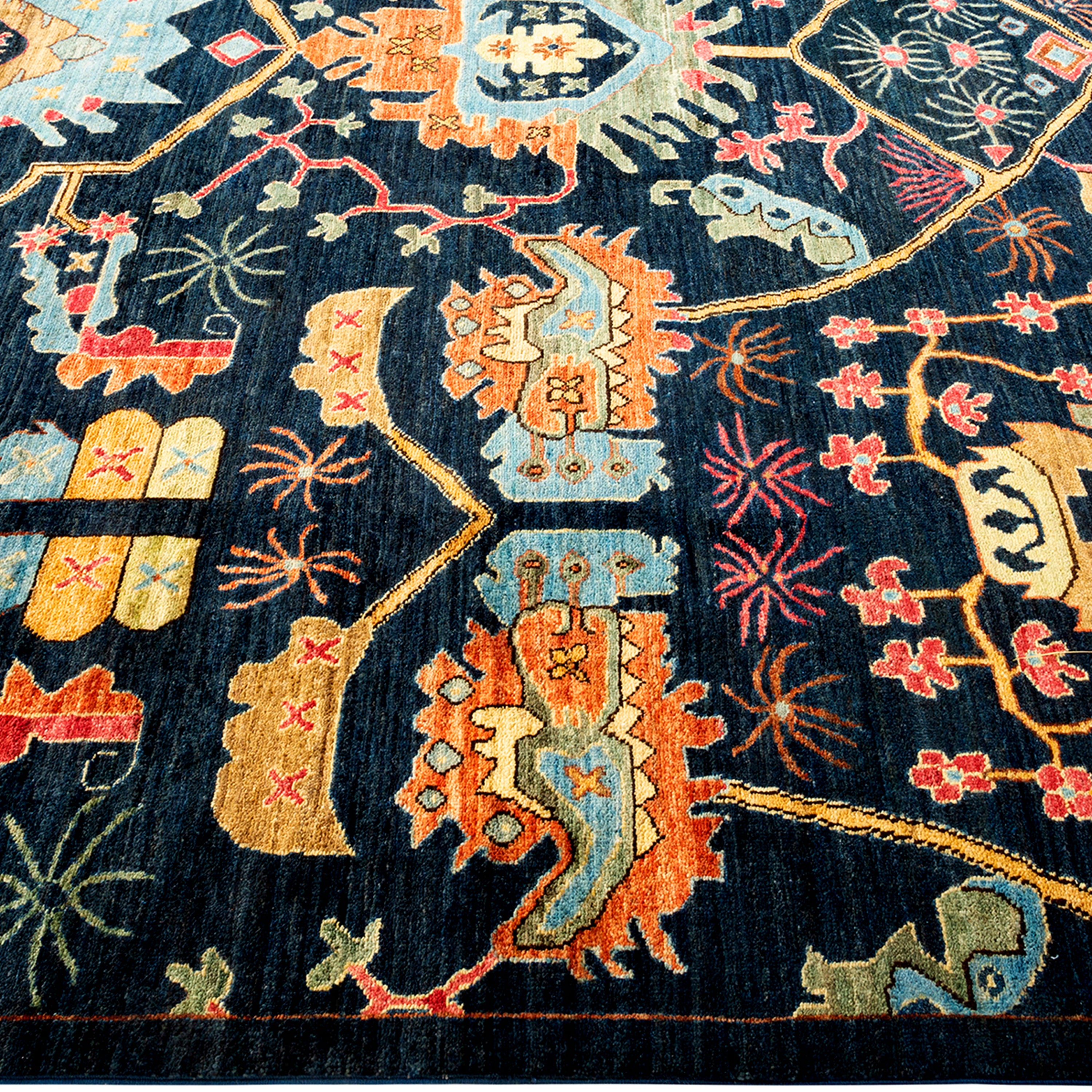 Handmade Blue Traditional Serapi Wool Rug 8'10 x 11'8 - Authentic Persian Design for Living Room, Bedroom & Home Decor
