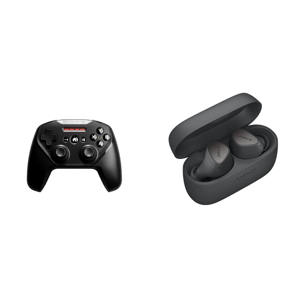 SteelSeries Nimbus+ Wireless Gaming Controller for iPhone & Apple TV - Rechargeable Bluetooth Gamepad with Jabra Elite 3 True Wireless Earbuds - Noise Cancelling Bluetooth Headphones with 4 Mics - Perfect for Mobile Gaming, Workouts & Commuting - Dark Grey