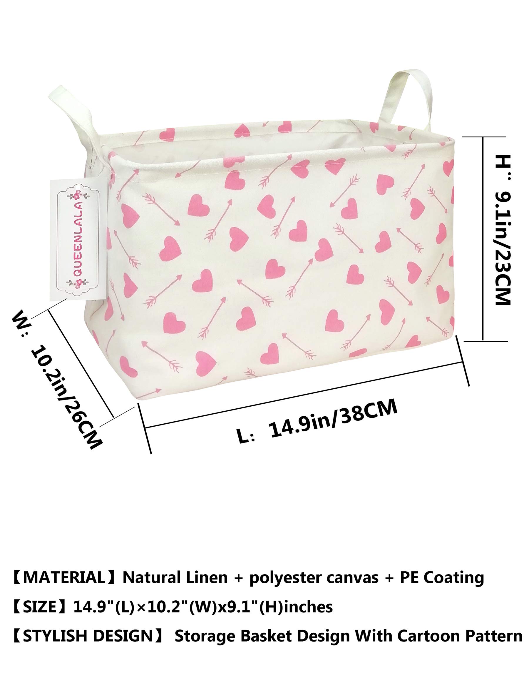 Foldable Rectangular Laundry Hamper Basket - Pink Heart Arrow Design for Nursery, Bedroom & Office Organization | Multi-Purpose Storage Bin for Toys, Clothes & Home Essentials | Perfect for Kids Room, Closet & Shelf Storage