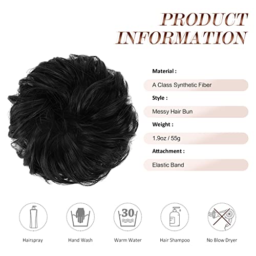 Large Curly Hair Bun Scrunchie Extension - Perfect for Ponytails, Updos & Everyday Hairstyles