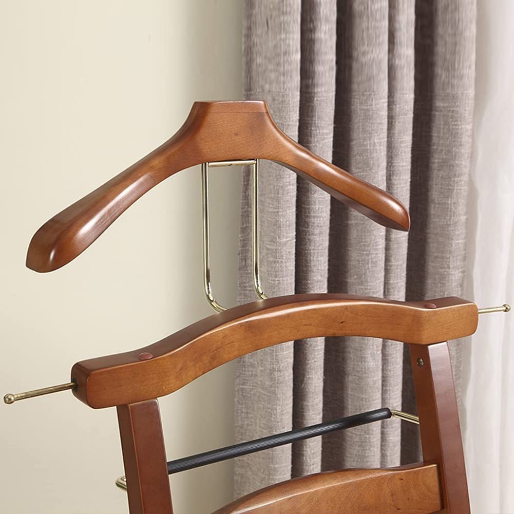 Wooden Valet Stand with Drawer - Freestanding Clothes Rack with Trouser & Tie Bar - Suit Valet Stand for Men & Women - Perfect for Bedroom, Closet & Dressing Room Organization