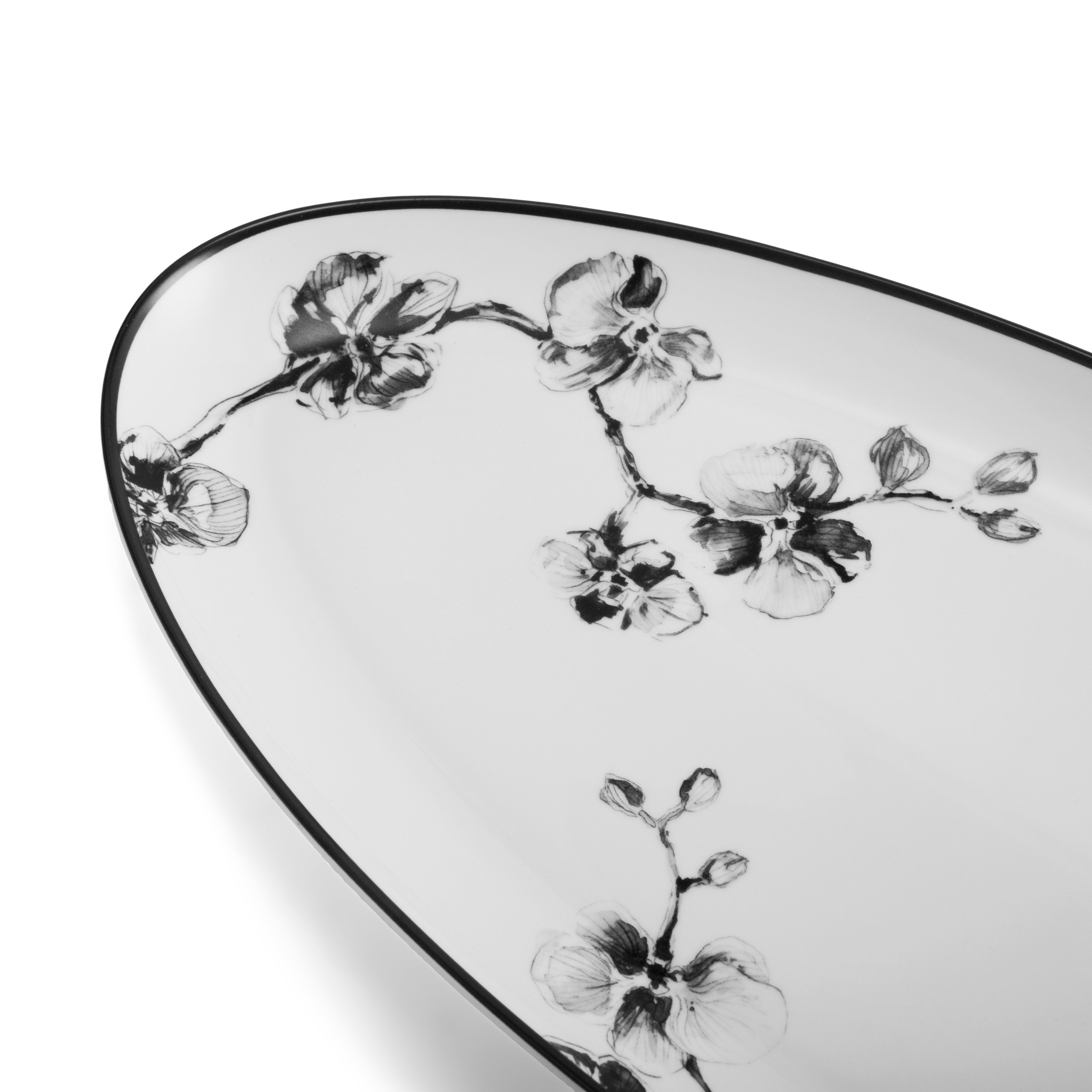 Elegant Black Orchid Serving Platter - Large Decorative Tray for Entertaining, Dining, and Home Decor - Perfect for Parties, Weddings, and Holiday Gatherings