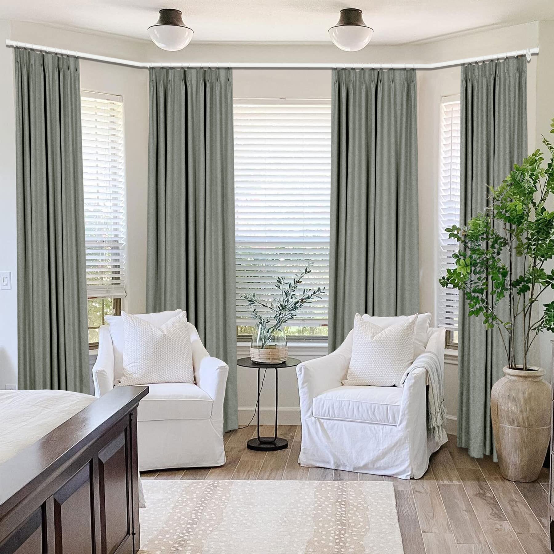 Cololeaf Blackout Faux Linen Curtains - Room Darkening Pinch Pleated Drapes for Living Room, Bedroom & Dining Room - Thermal Insulated Textured Window Treatments - Dark Grey 120