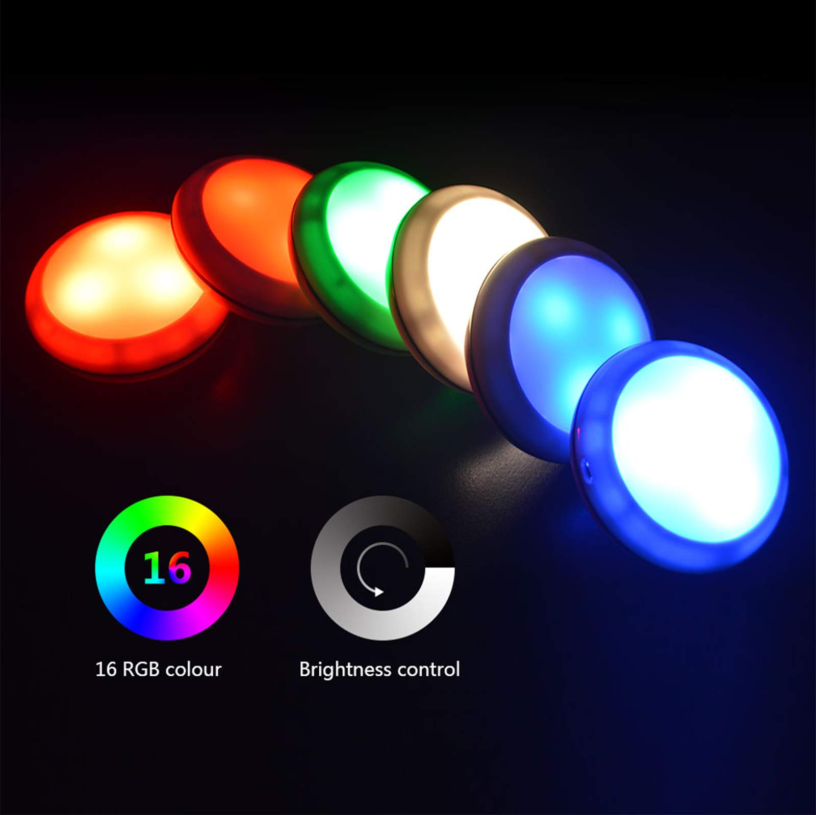 Rechargeable RGB LED Puck Lights with Remote - 6 Pack Dimmable Under Cabinet Lights for Kitchen, Bookcase, Showcase, Pantry | Perfect for Home Decor, Accent Lighting & Nighttime Illumination