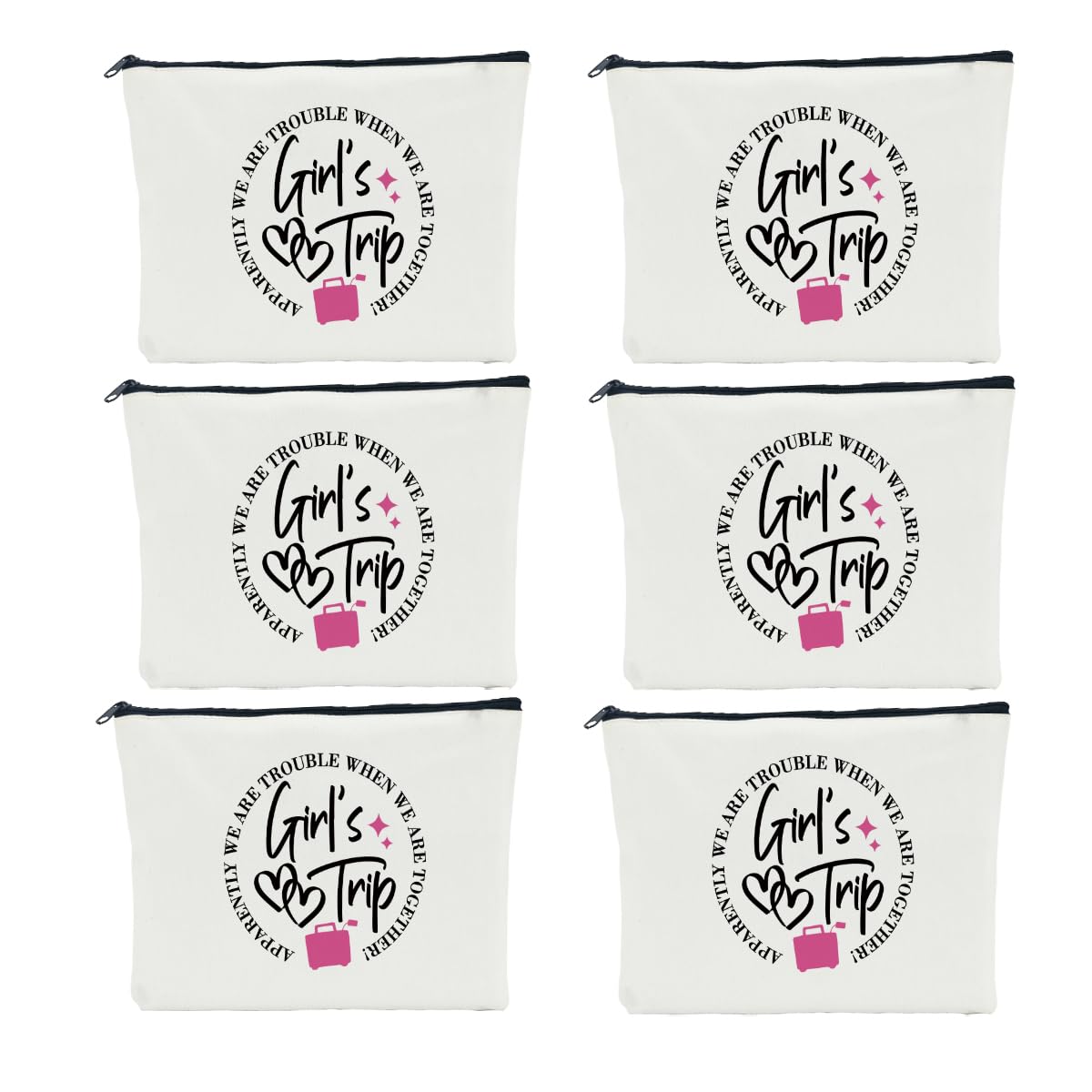 6 Pcs Girls Weekend Gift Set for Women - Makeup Bag, Cosmetic Bag, Coin Purse - Bestie Gifts for Female, Lady, Daughter, Coworker - Perfect for Travel, Vacation, Christmas, Birthday - Ideal for Girls Trips, Spa Days & Beach Getaways