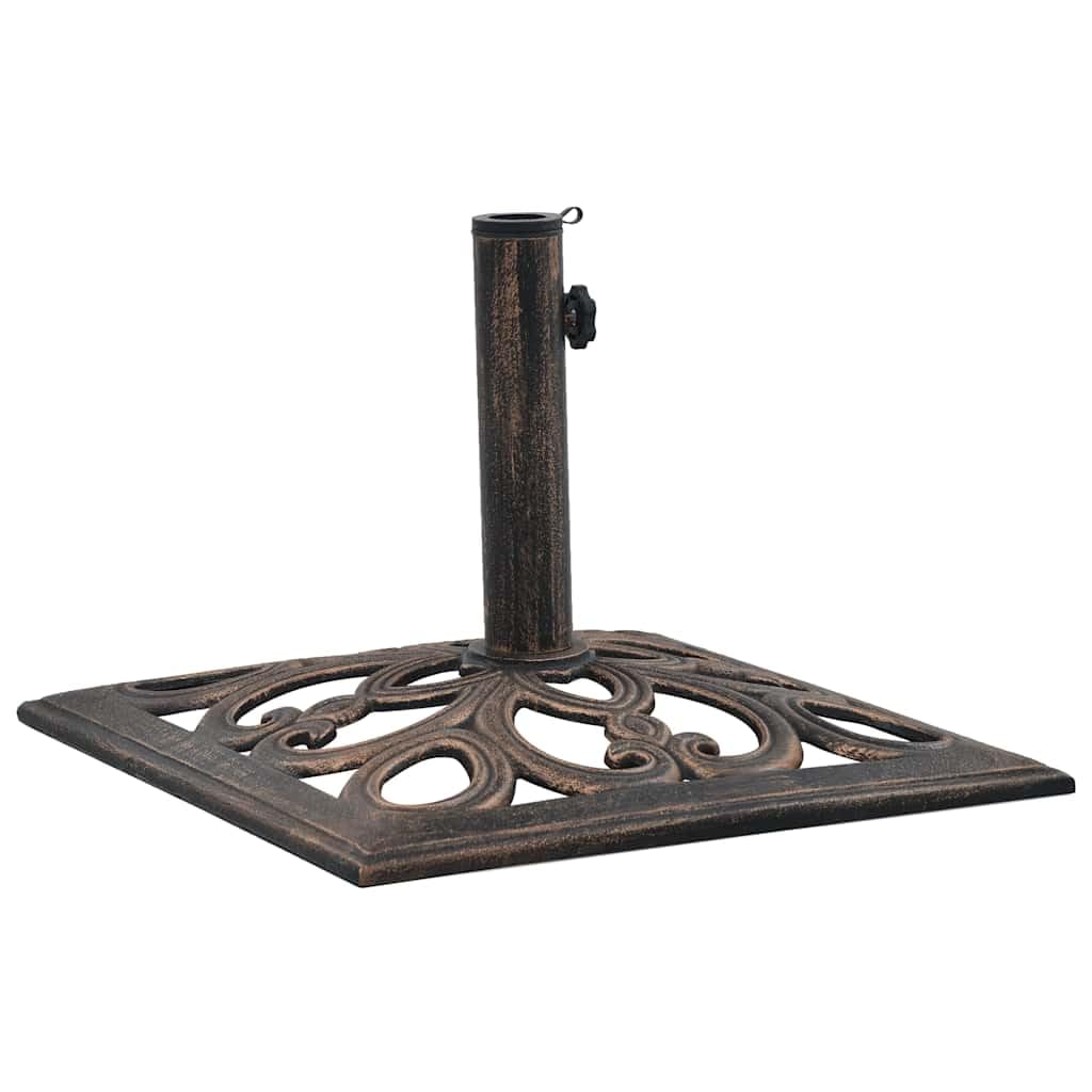 Heavy Duty 26.5 lbs Cast Iron Umbrella Base - 19.3 Inch Bronze Patio Umbrella Stand for Outdoor Use in Garden, Poolside & Backyard