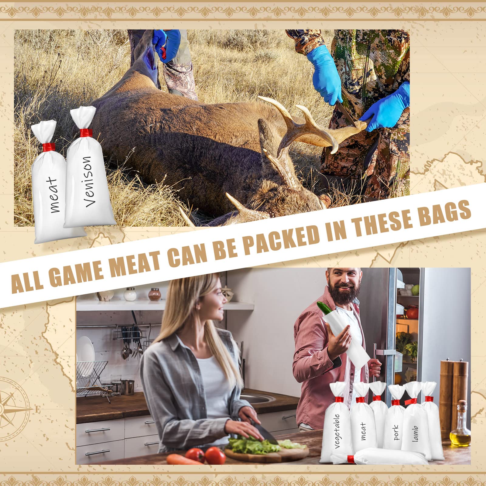 TaoBary 500 Pcs Premium White Meat Freezer Bags (1 lb) - Heavy Duty Wild Game & Beef Storage Bags for Long-Term Freezing, Vacuum Sealing & Food Preservation | Ideal for Hunting, Butchering & Bulk Meal Prep
