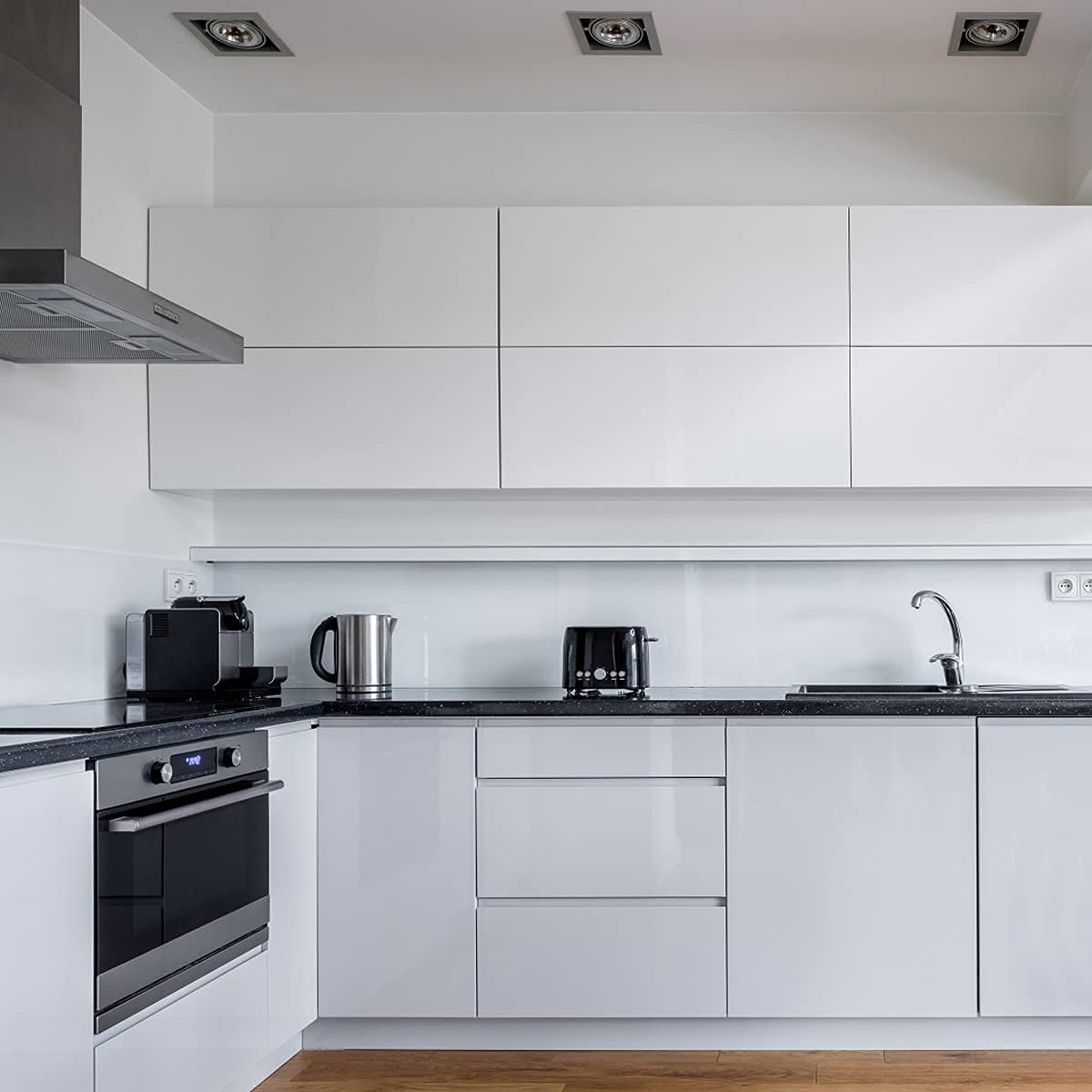 Wudnaye White Peel and Stick Wallpaper - 15.7x196.8 Inch Self-Adhesive Contact Paper for Kitchen Cabinets, Backsplash & Countertops | Waterproof, Glossy Finish | Perfect for Home Renovation, DIY Projects & Furniture Upcycling
