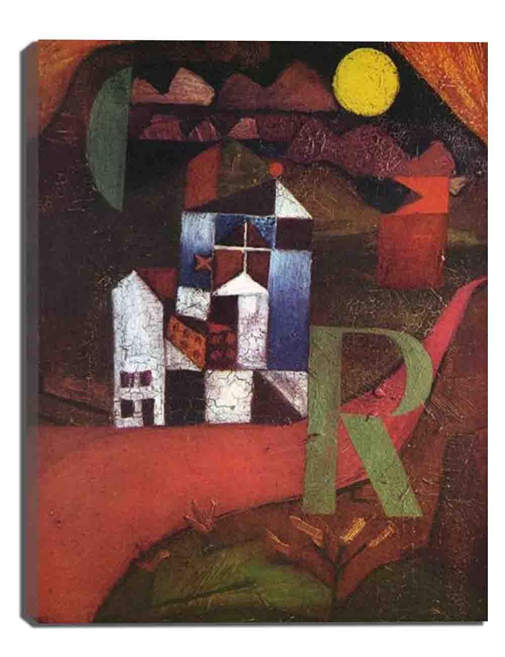 Paul Klee 'Villa R' Abstract Canvas Wall Art - Framed Painting for Living Room, Bedroom, Bathroom & Office Decor (8x10 inch, 20x25cm with Frame) - Perfect for Modern Home & Workspace Aesthetics