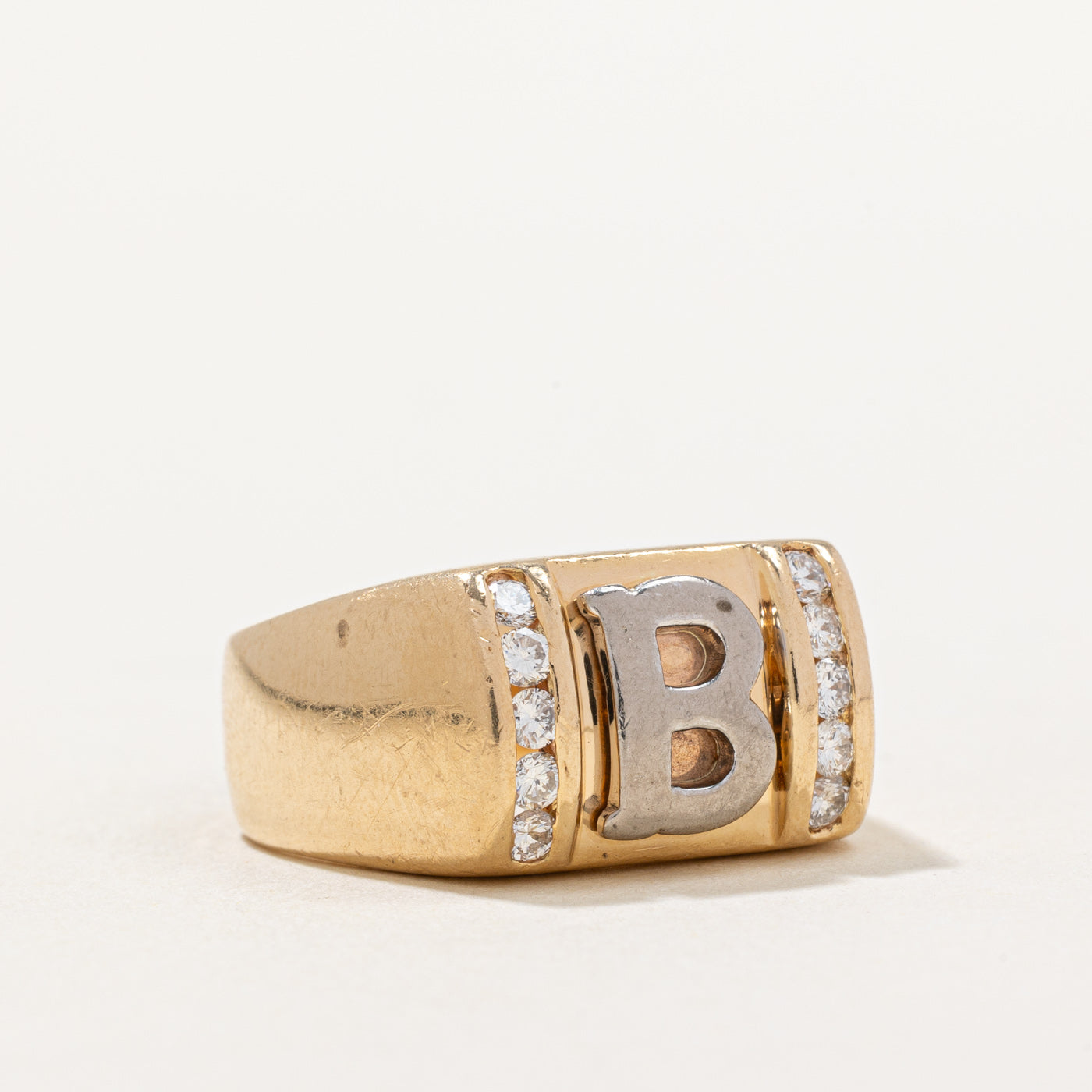 Diamond 'B' Initial Ring - 0.41ctw Genuine Diamond Personalized Name Ring - Size 8.75 - Perfect for Birthdays, Anniversaries & Gifts