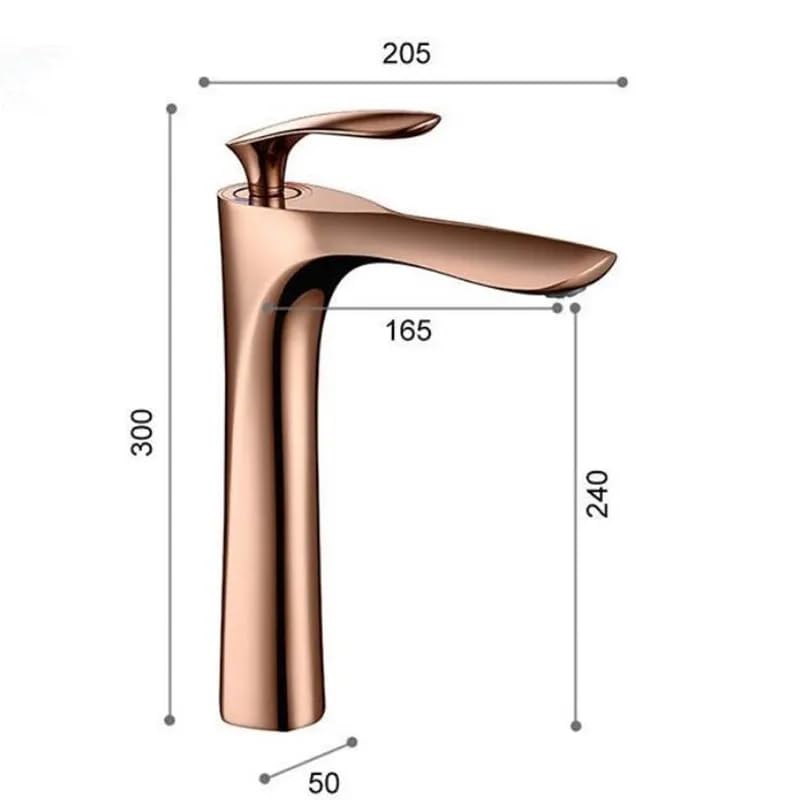 Rose Gold Glossy Single Lever Basin Mixer Tap - Hot & Cold Water Tall Bathroom Faucet for Sink - Modern Brass Finish for Living Room & Bathroom Vanity - Perfect for Home Renovation & Luxury Interior Design