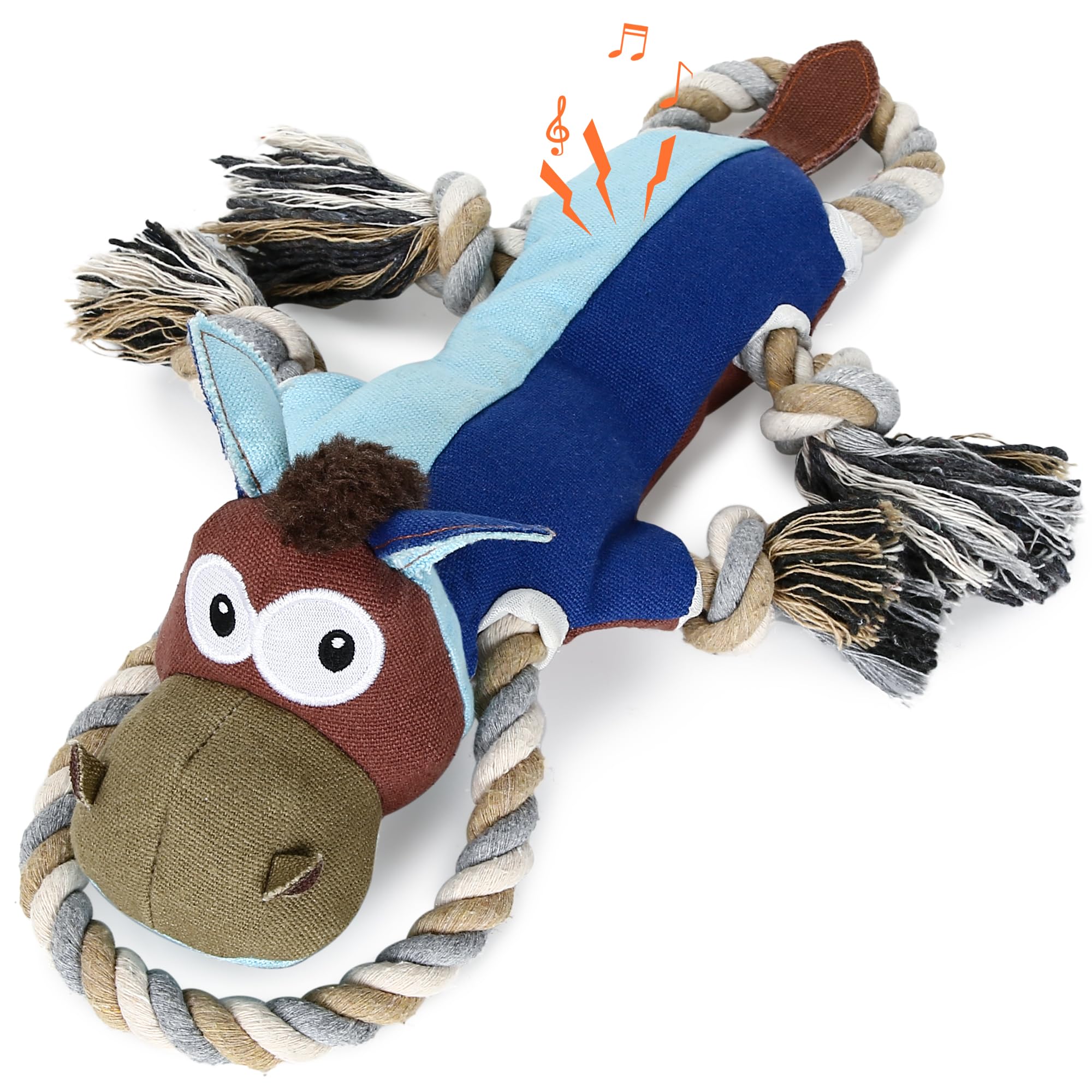 **PUHOHUN Durable Squeaky Dog Toys for Large Breeds – Tough Chew Rope Tug Toy with Crinkle Paper – Interactive Puppy Chewing Toys for Aggressive Chewers – Perfect for Playtime, Training & Bonding**