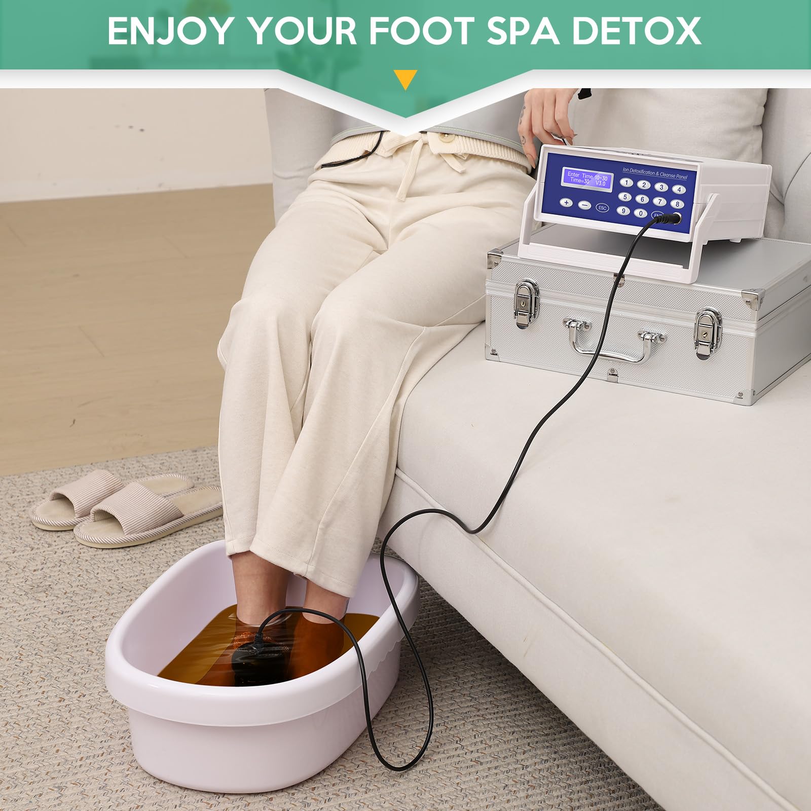 Ionic Foot Bath Detox Machine for Home Use - Detoxifying Foot Spa with Wrist Strap, Far Infrared Waistbelt & Array - Perfect for Salon, Beauty Club & Relaxation Therapy