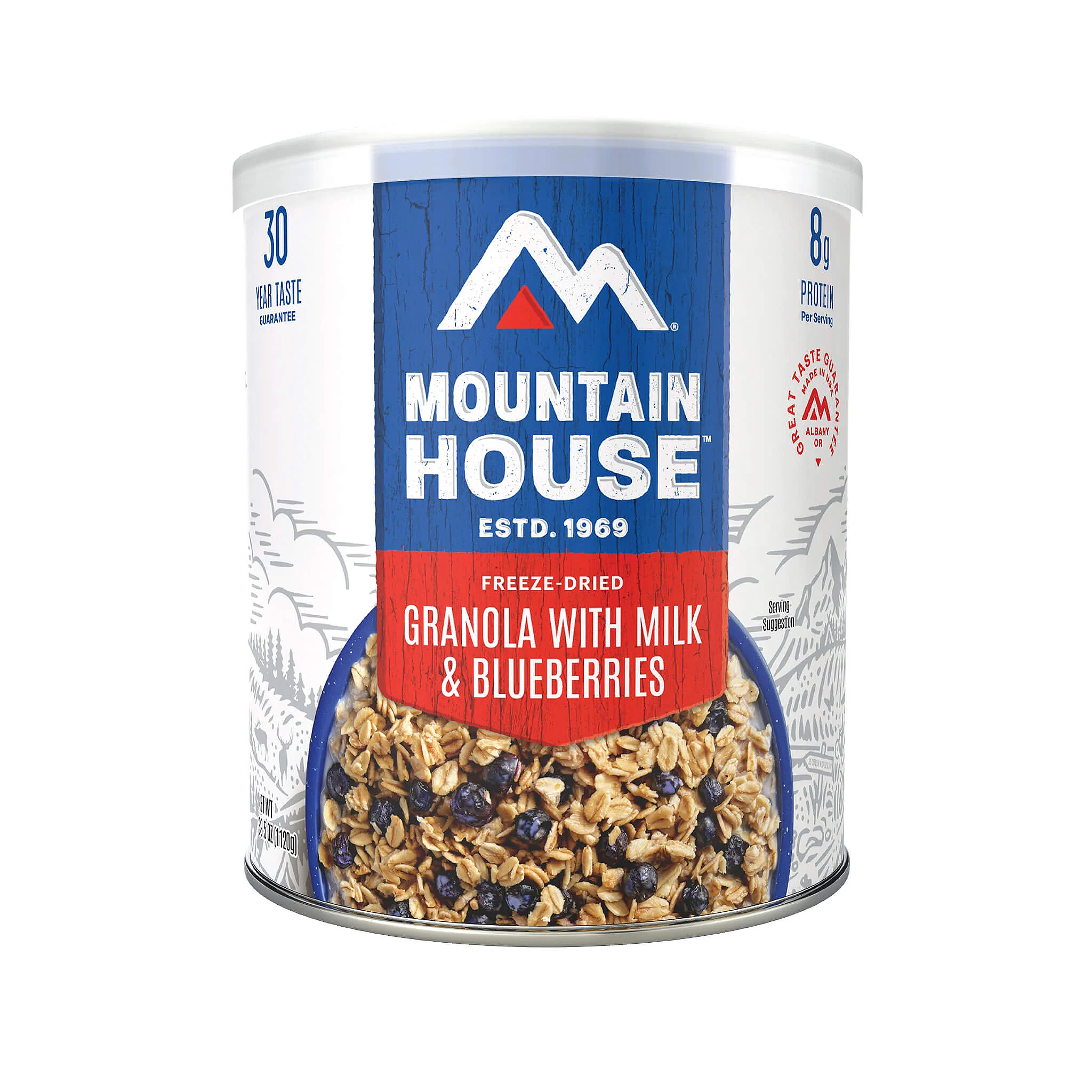 Mountain House Granola with Milk & Blueberries - Freeze Dried Breakfast Cereal - #10 Can for Camping, Hiking & Emergency Food Storage
