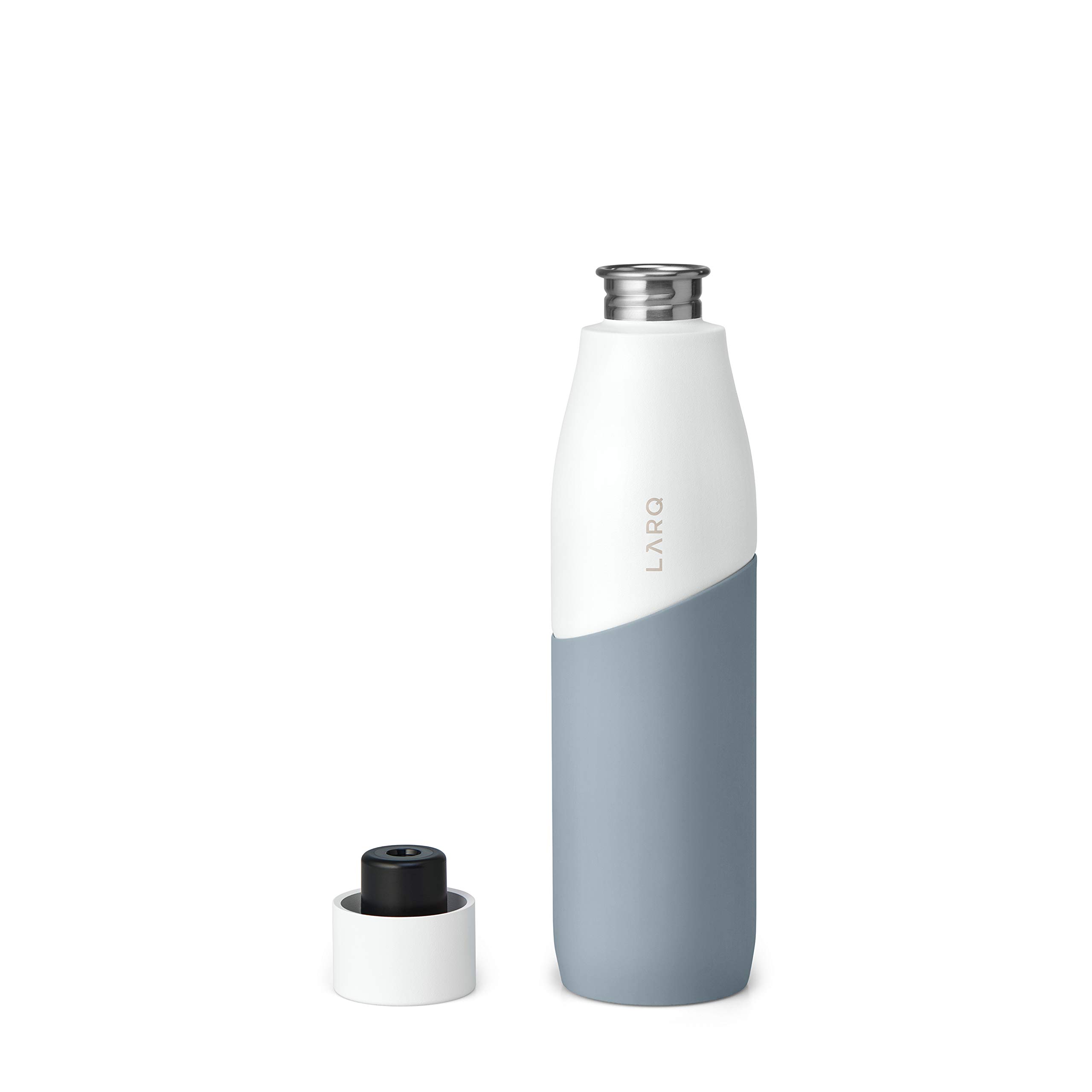 LARQ Bottle Movement PureVis 32 oz - Lightweight Self-Cleaning Stainless Steel Water Bottle with UV Water Purifier | Reusable, Travel Friendly, Non-Insulated | Perfect for Hiking, Gym & Outdoor Activities | 1-Year Warranty, White/Pebble