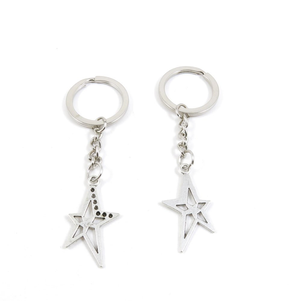 1 Pack Bulk Wholesale Five-Pointed Star Keychain Keyring - Car Keys, House Keys, Backpack Accessories - Perfect for Jewelry Making, DIY Crafts, Gifts & Promotional Items