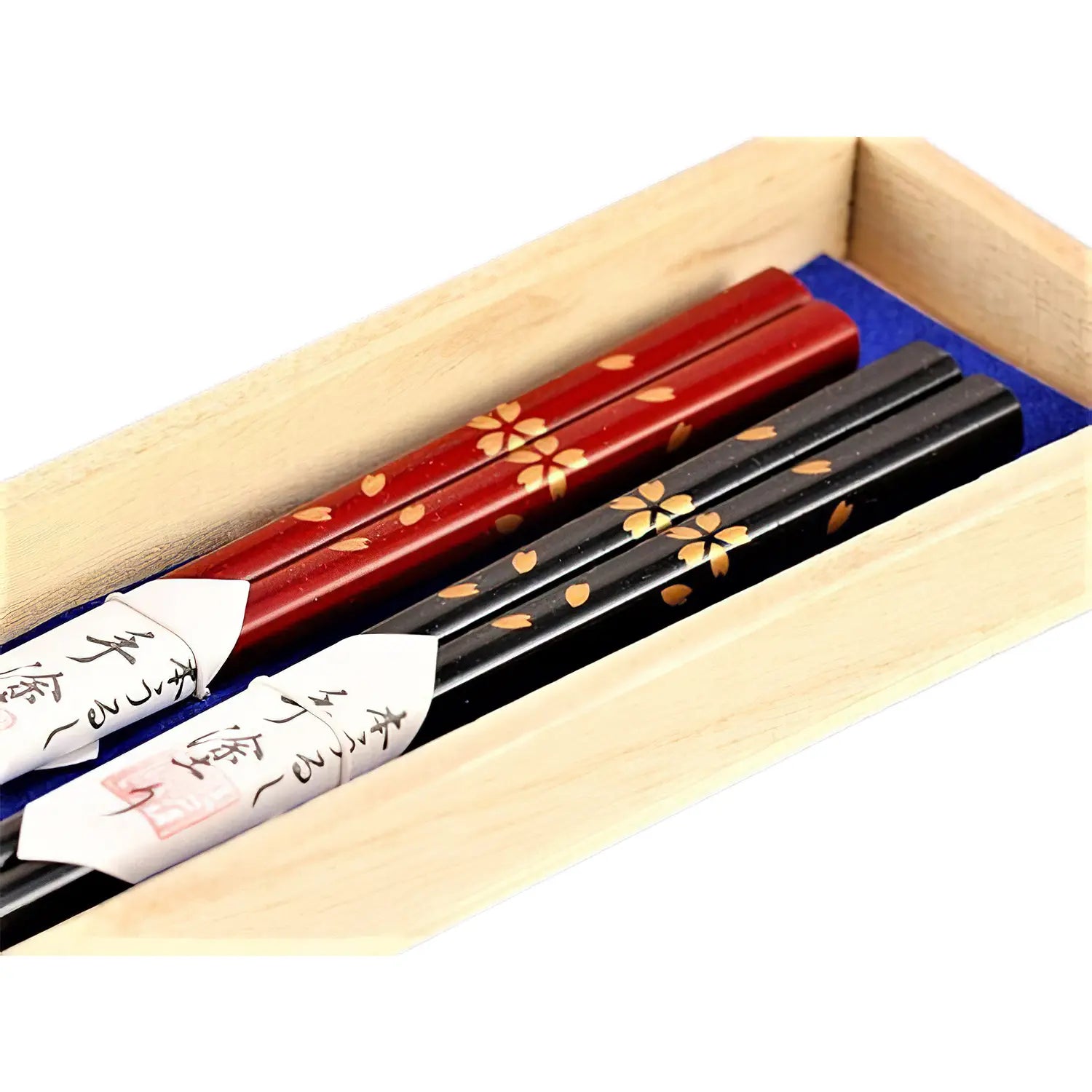Premium Echizen Shikki Makie Wood Couple Chopsticks - Handcrafted Sakura Design - Japanese Lacquerware for Romantic Dinners & Wedding Gifts