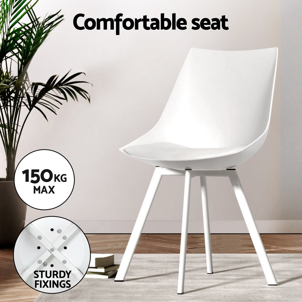 Artiss 5-Piece Dining Set - White Rectangle Table with 4 Chairs for Kitchen, Dining Room & Small Spaces | Modern Home Furniture