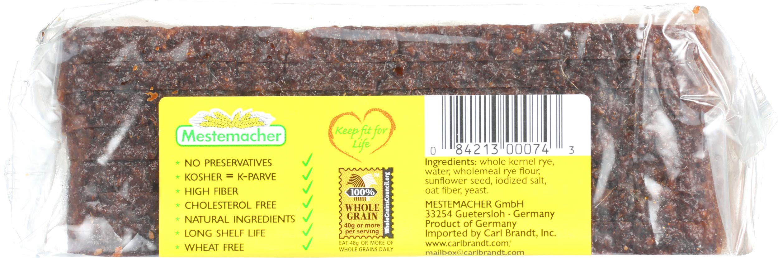 Organic Mestemacher Sunflower Seed Bread - 17.6 oz (500g) | High Fiber, Vegan, No Preservatives | Healthy Breakfast & Snack for Weight Loss & Keto Diet