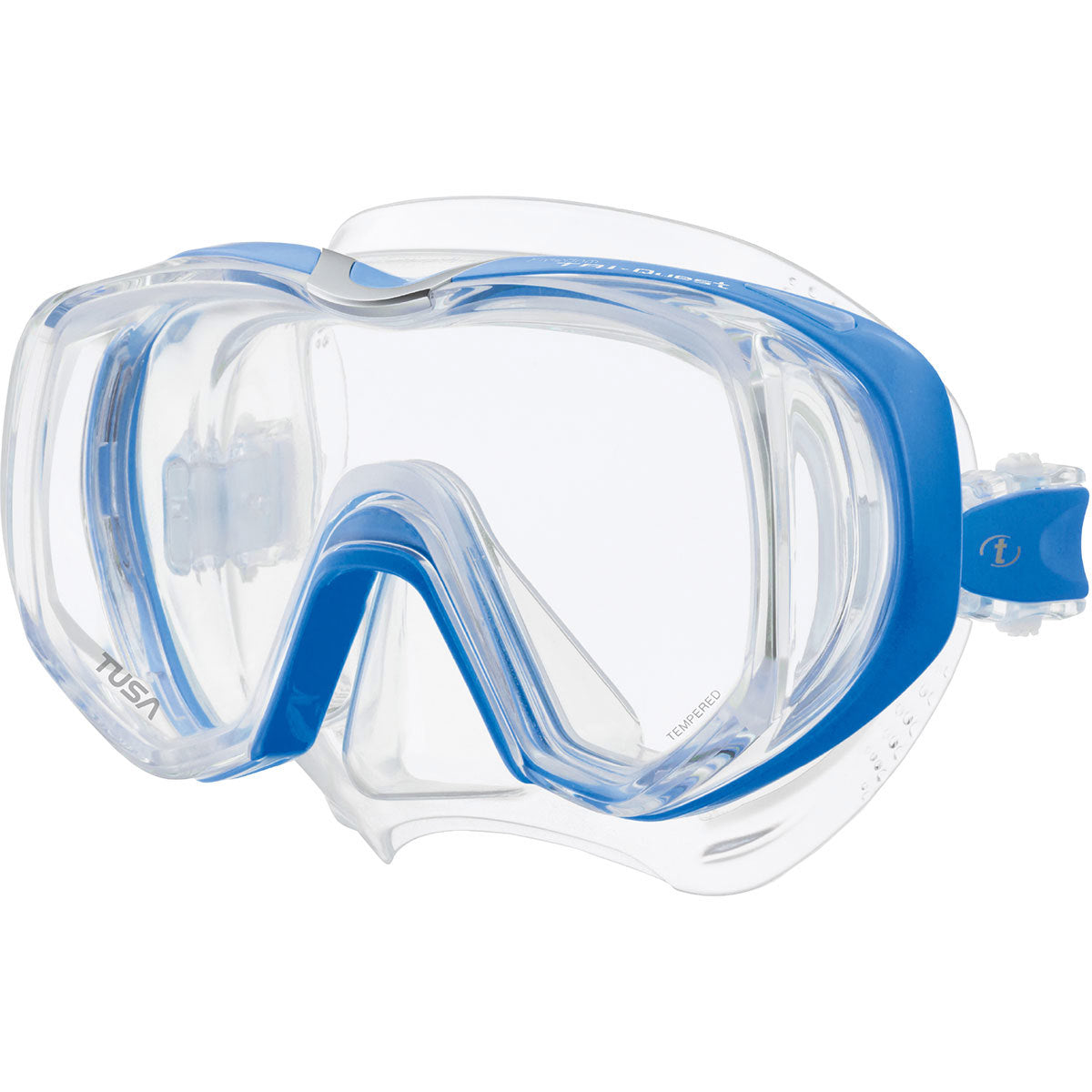 Tusa Freedom Tri Quest Clear/Fish Tail Blue Snorkeling Fins - Lightweight & Comfortable for Scuba Diving, Swimming & Beach Vacations
