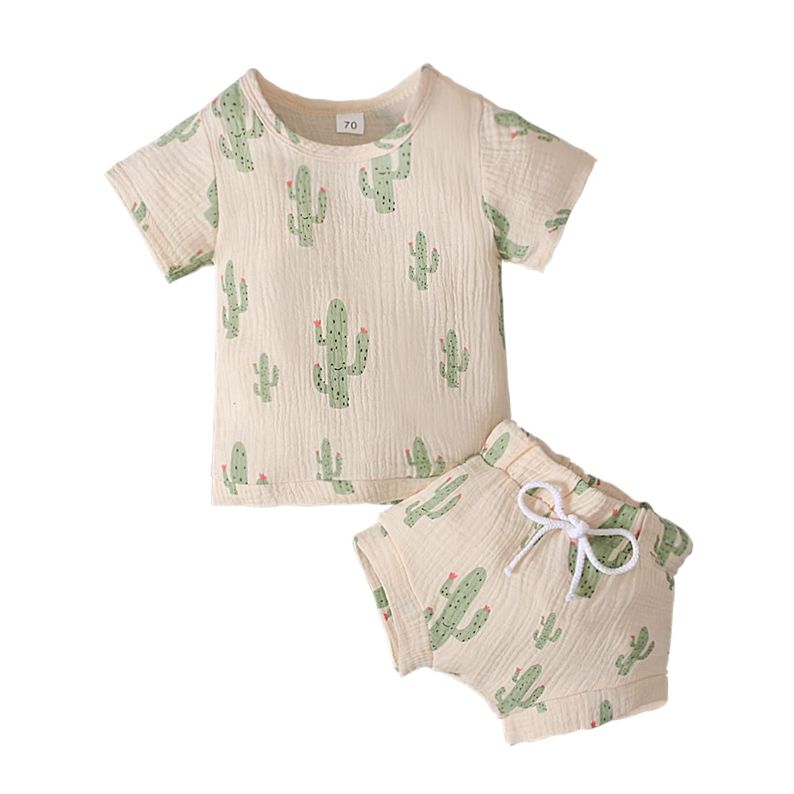 Boys' Cotton Linen 2-Piece Outfit Set - Rainbow Shorts & Top for Toddlers | Playtime & Summer Wear