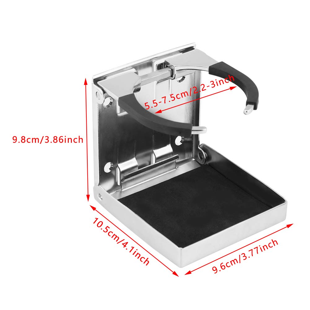Stainless Steel Folding Drink Cup Holder - Adjustable Bottle Holder for Marine, Boat, Truck & RV - Portable Beverage Container for Outdoor, Camping & Travel