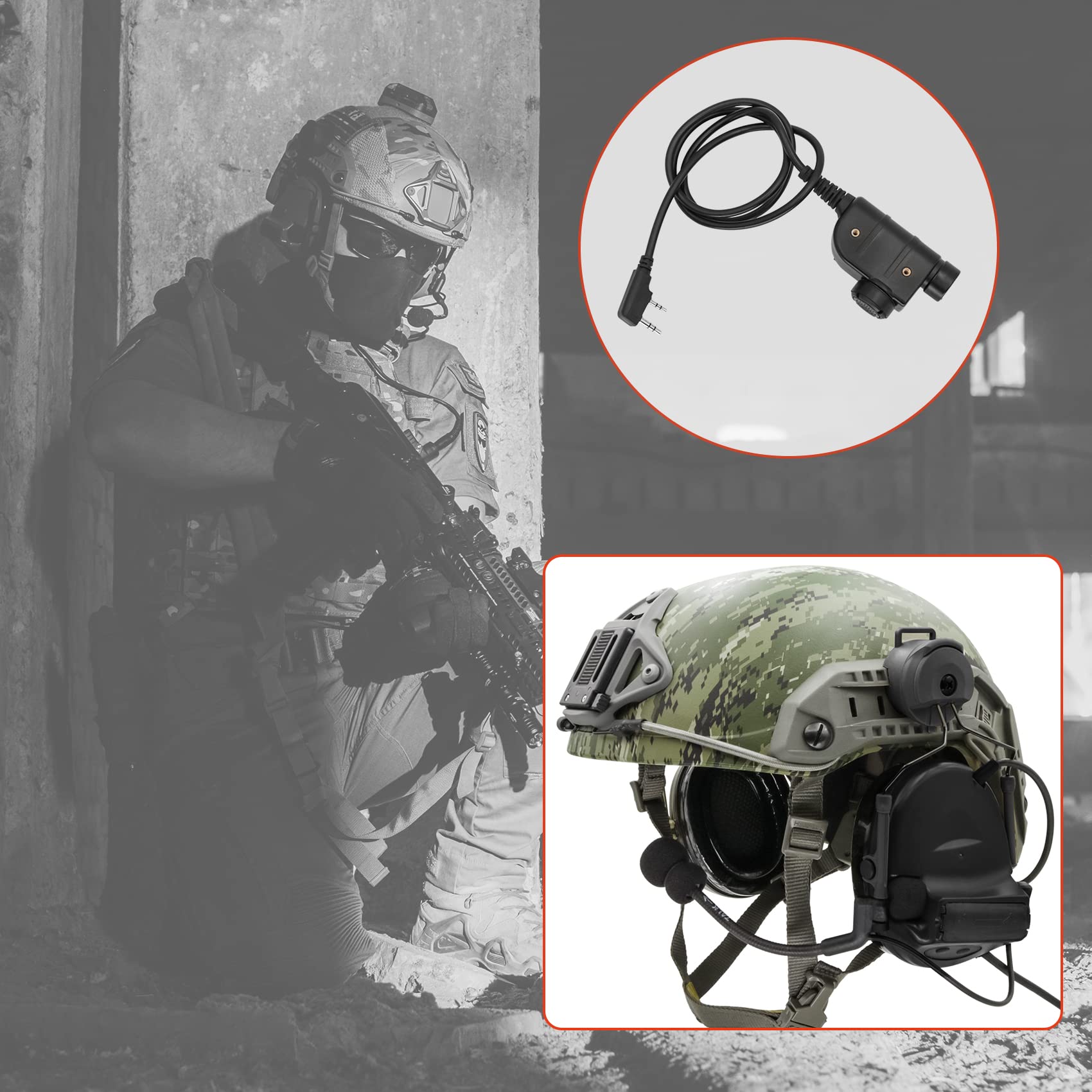 COMTA 2 Tactical Headset with U94 PTT 2pin - Noise Canceling Military Headphones for Airsoft, Hunting & Shooting - Perfect for Outdoor Sports, Tactical Training & Combat Simulation