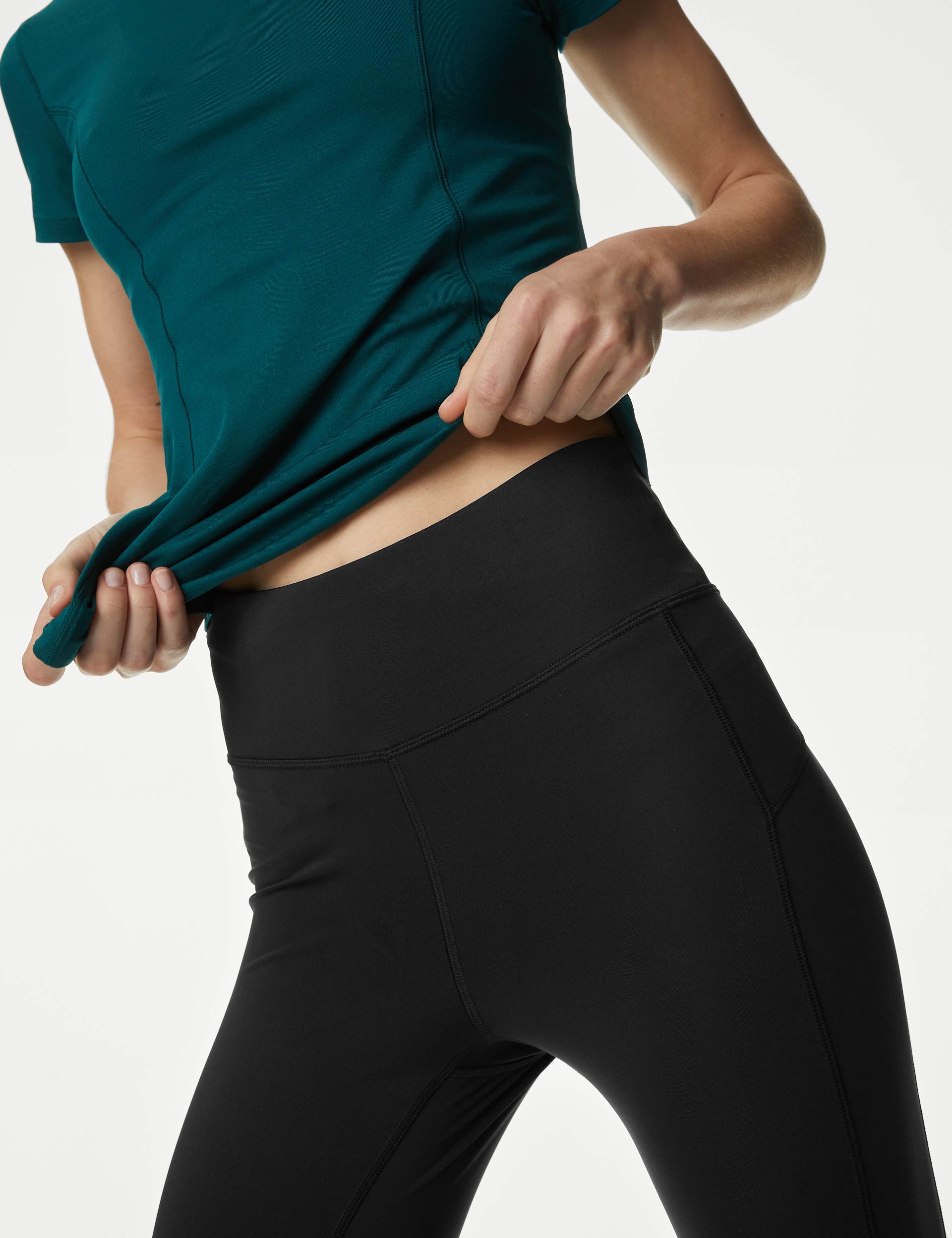 Go Move High Waisted 7/8 Gym Leggings for Women - Black Workout Yoga Pants for Running, Training & Lounge Wear