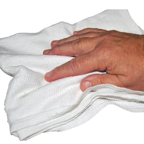 50 Lb. Box of Premium White Cotton Terry Cleaning Rags - Industrial Shop Towels - Reclaimed Absorbent Cloths for Plumbing, Auto Detailing & Workshop Use