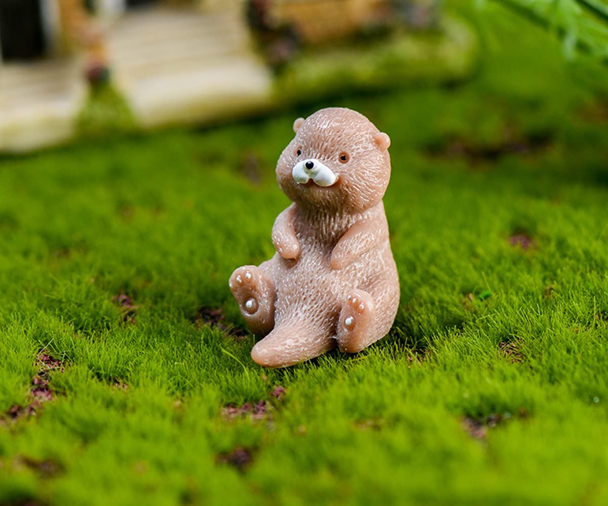 4PCS Otter Fairy Garden Miniature Figurines - DIY Fairy Garden Accessories Kit with Micro Landscape Ornaments & Animals - Perfect for Fairy Gardens, Terrariums & Home Decor