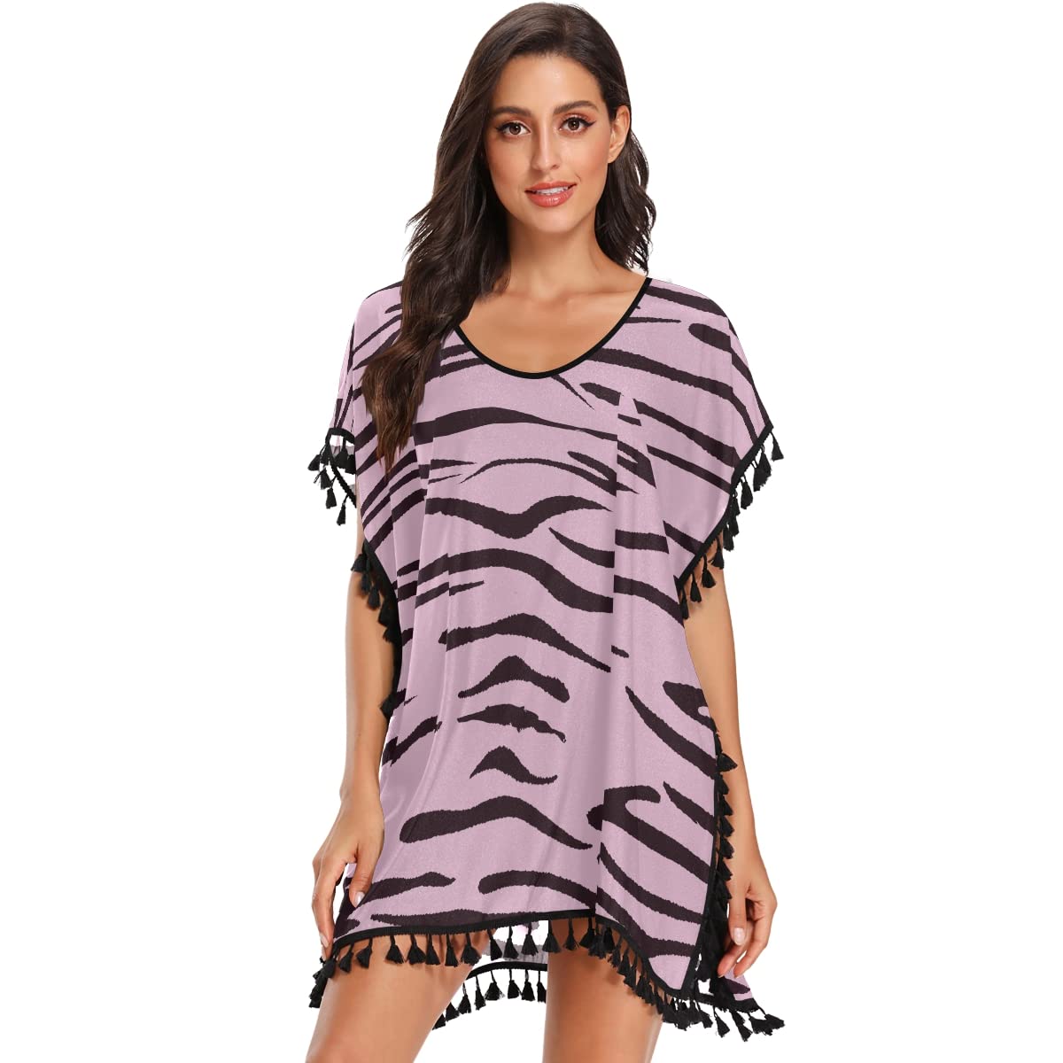 XUWU Women's Chiffon Tassel Bikini Cover Up - Lightweight Beach Swimsuit Wrap - Perfect for Pool, Vacation & Summer Outfits
