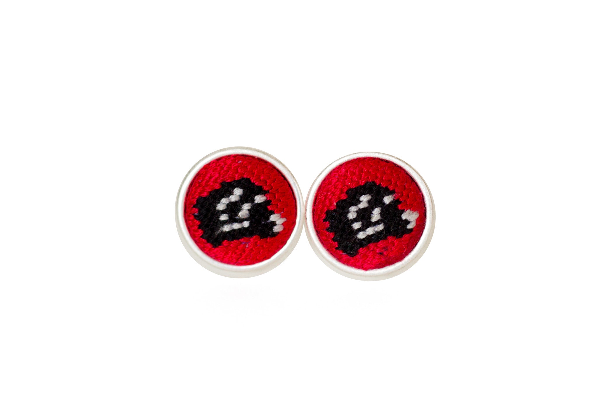 Elegant Black Labrador Retriever on Red Needlepoint Cufflinks - Perfect for Weddings, Business Meetings & Formal Events