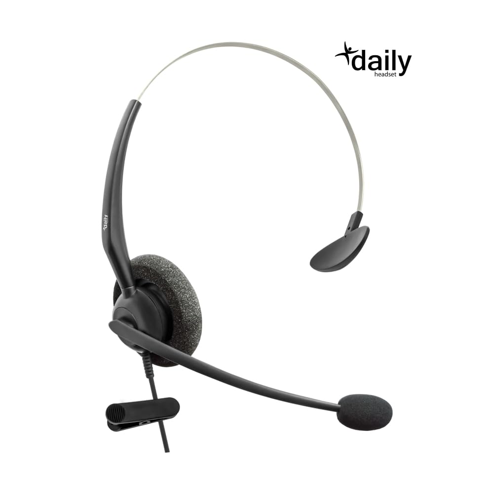 RJ9 NC Mono Office Phone Headset - Compatible with Aastra, Nortel, Digium, Polycom, ShoreTel, NEC & AltiGen Phones - Includes 3.5mm Adapter - Noise Cancelling for Clear Calls - Perfect for Home Office, Call Centers & Business Communications