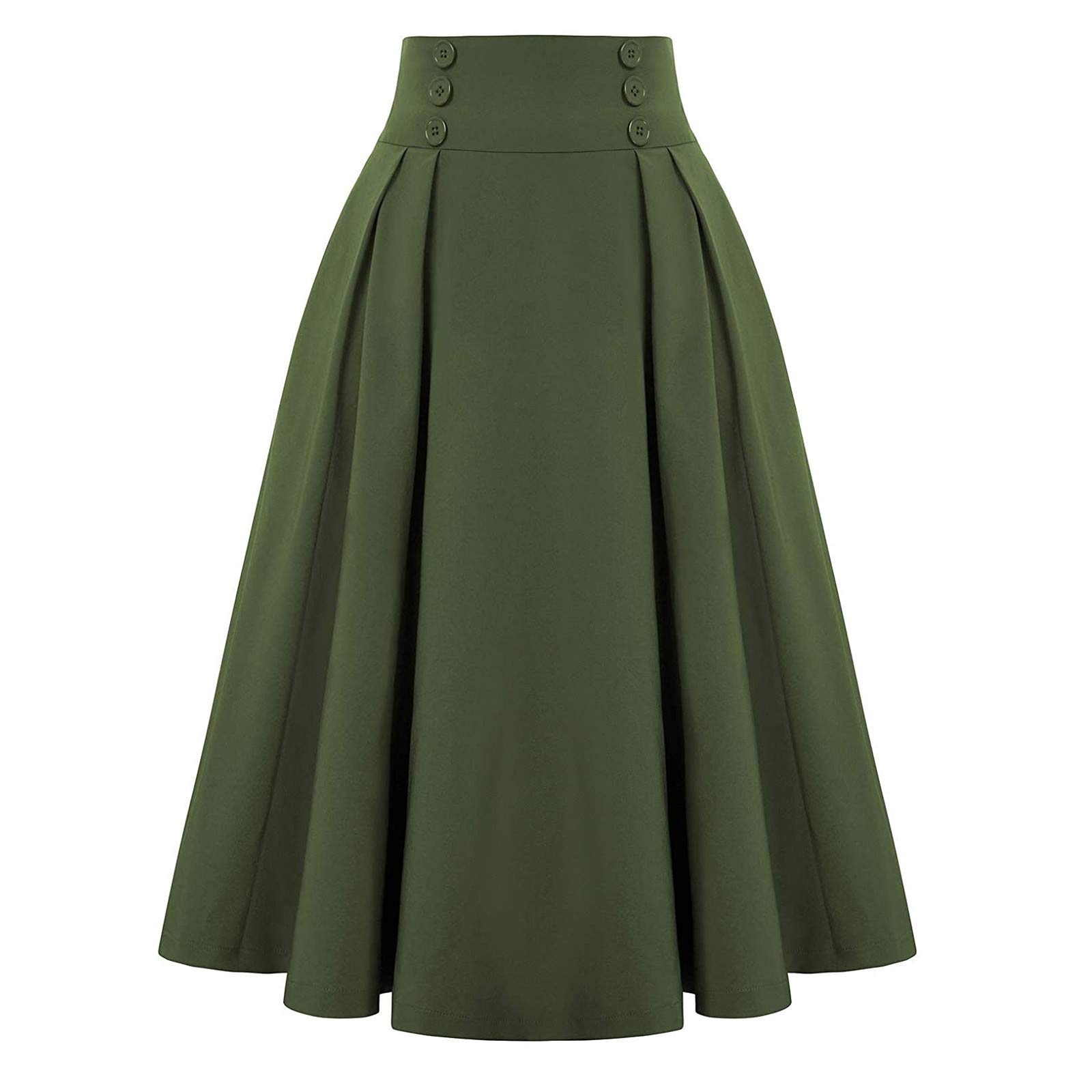 Vintage High Waist Pleated Skirt for Women with Pockets - Casual A-Line Beach Skirt | Perfect for Summer Outfits, Vacations & Boho Fashion
