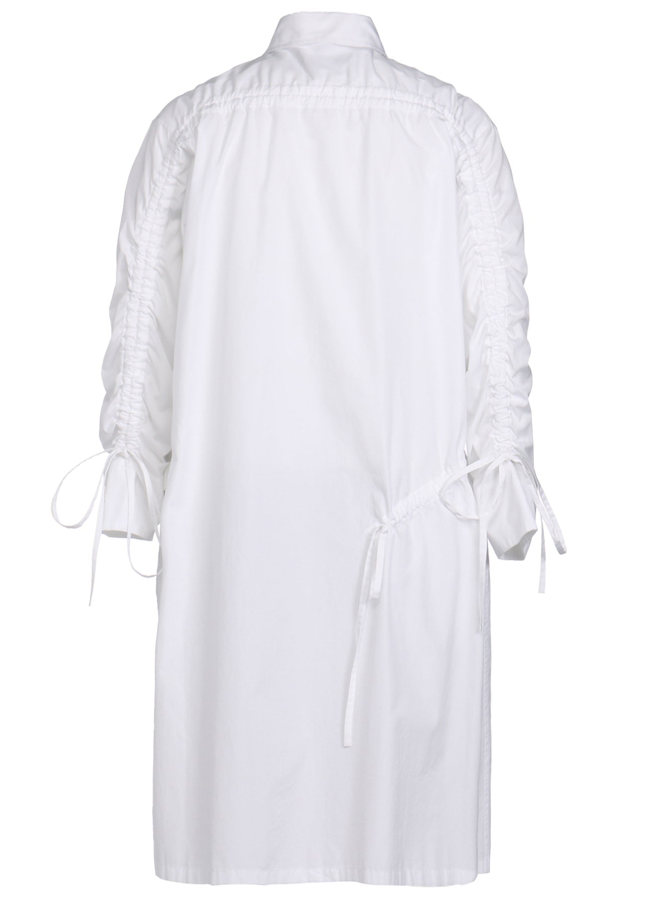 Oversized Long Cotton Broadcloth Shirt with Gathered Strings - Casual Loose Fit Button Down Tunic Top for Women | Perfect for Layering, Beach Cover-Up & Boho Outfits