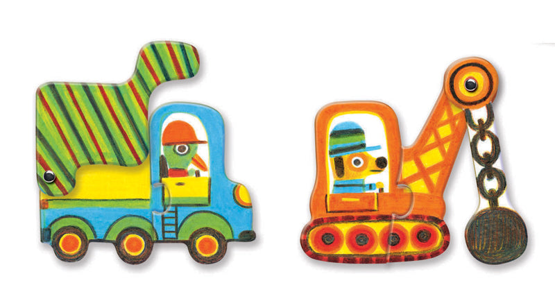 Duo Vehicles 12-Piece Toddler Puzzle Set by Djeco - Fun Learning Toy for Kids Ages 2-4 | Perfect for Early Childhood Development & Playtime Activities