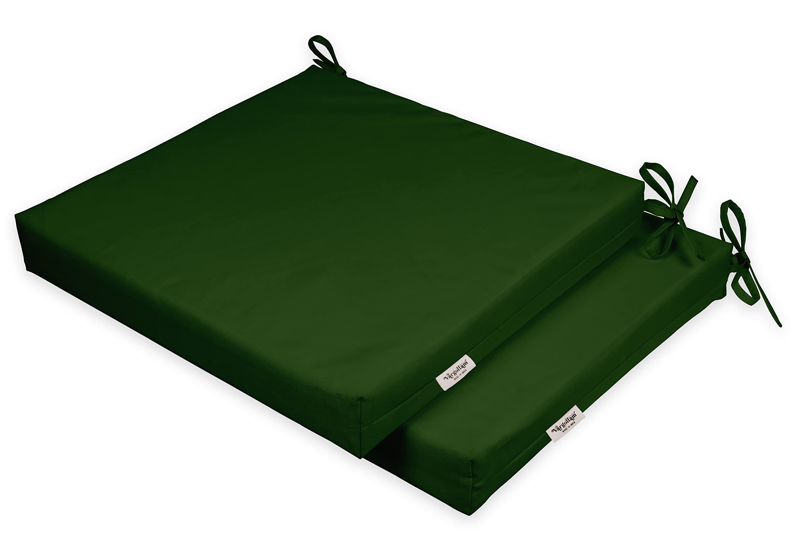 Premium 20x20 Inch Indoor/Outdoor Chair Cushions with Ties - Square Patio Seat Cushions Set of 2, Dark Green - Perfect for Garden Furniture, Deck Chairs & Outdoor Lounging