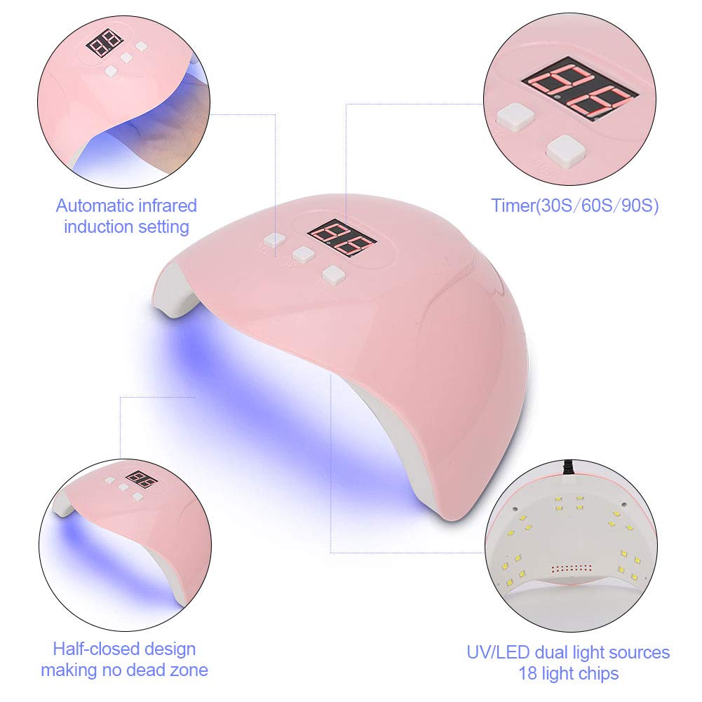 Professional LED UV Nail Gel Curing Lamp with LCD Display - Fast Drying for Hard Gel, Builder Gel & Gel Polish - Perfect for Home & Salon Manicures - Ideal for DIY Nail Art & Professional Nail Services (SUNX3)
