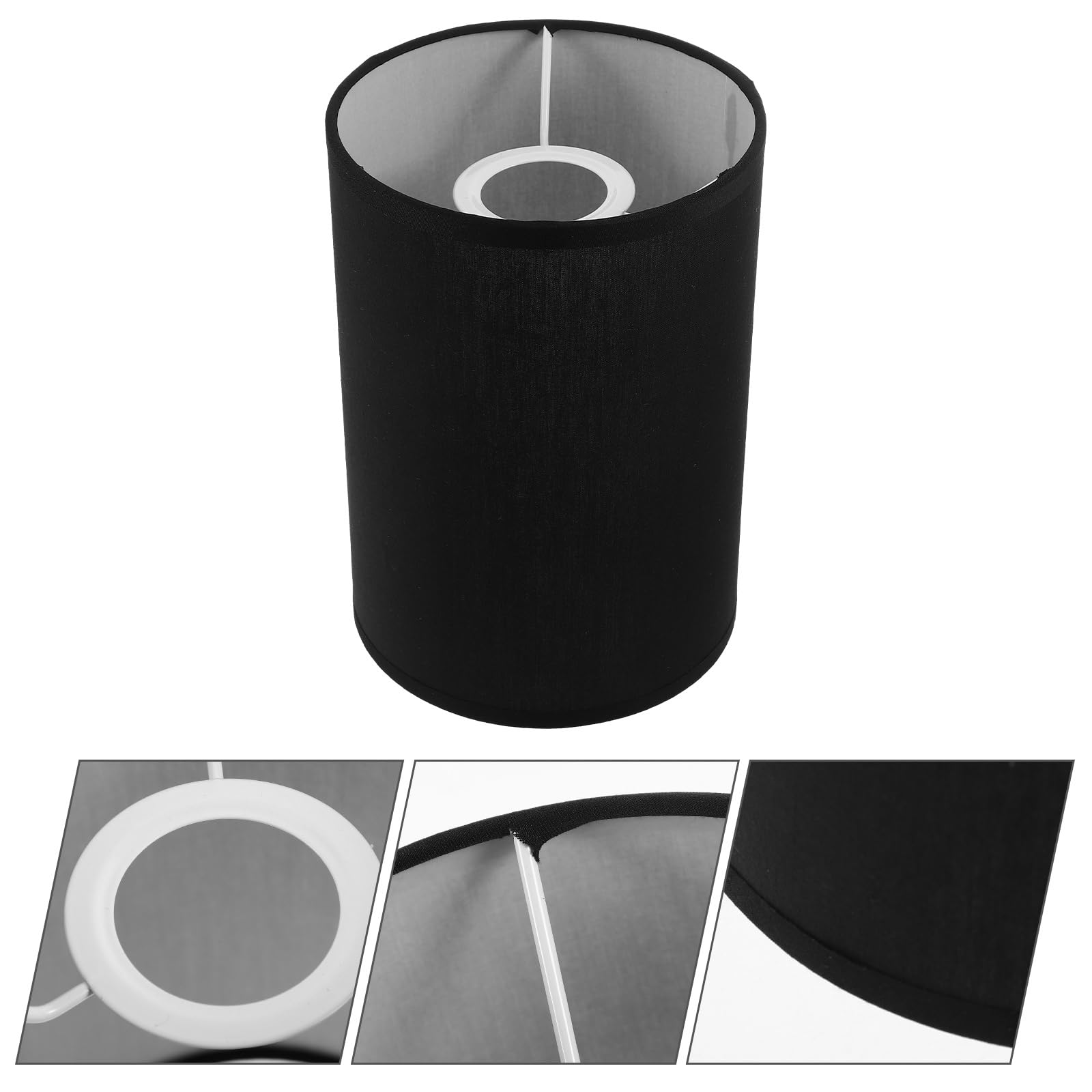 IMIKEYA Black Linen Drum Lamp Shade - E27 Table Lamp Replacement Shade, Cylinder Fabric Lampshade for Floor Lamps & Chandeliers - Perfect for Living Room, Bedroom & Office Decor