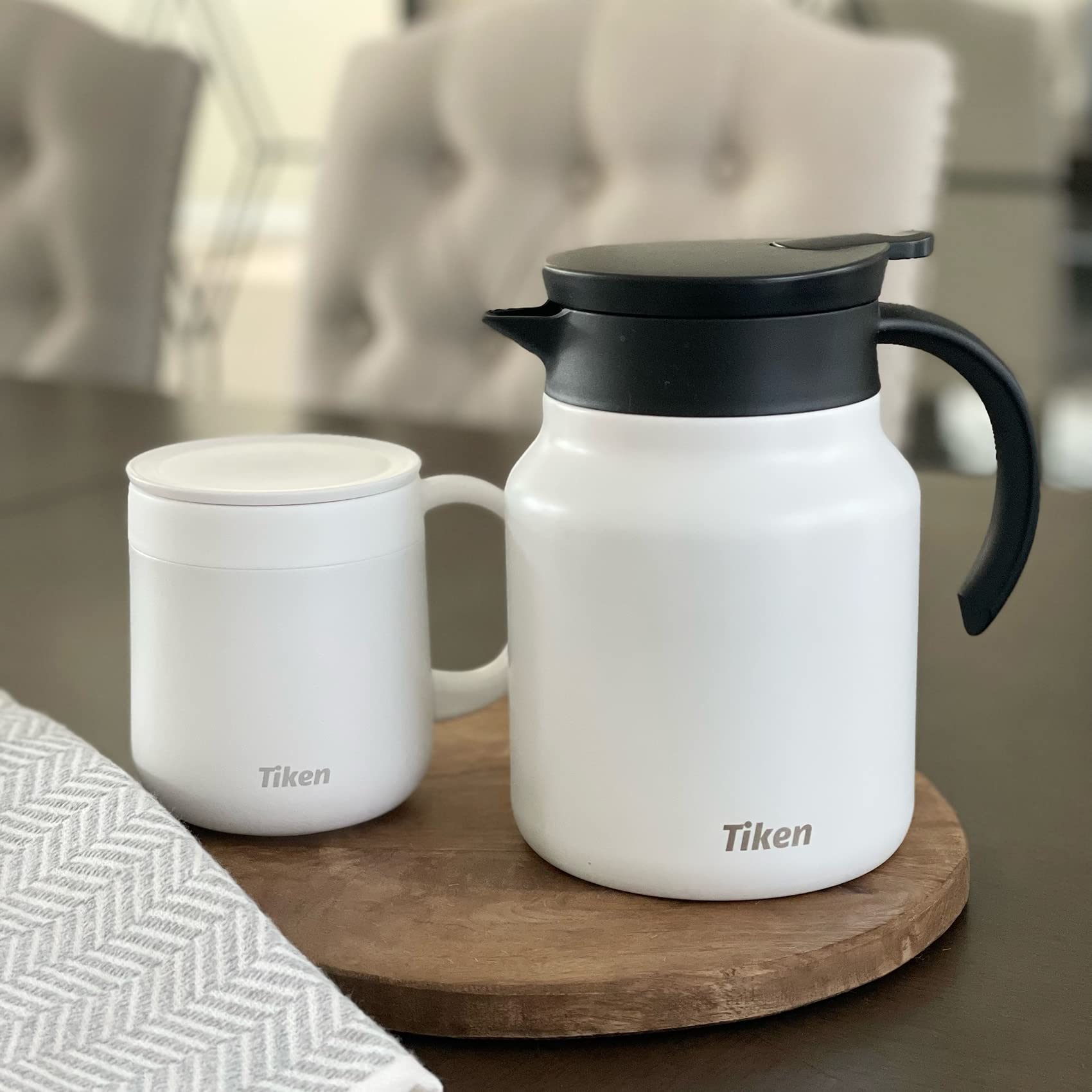 Stainless Steel Vacuum Coffee Set - 34oz Carafe & 11oz Mug for Home & Office