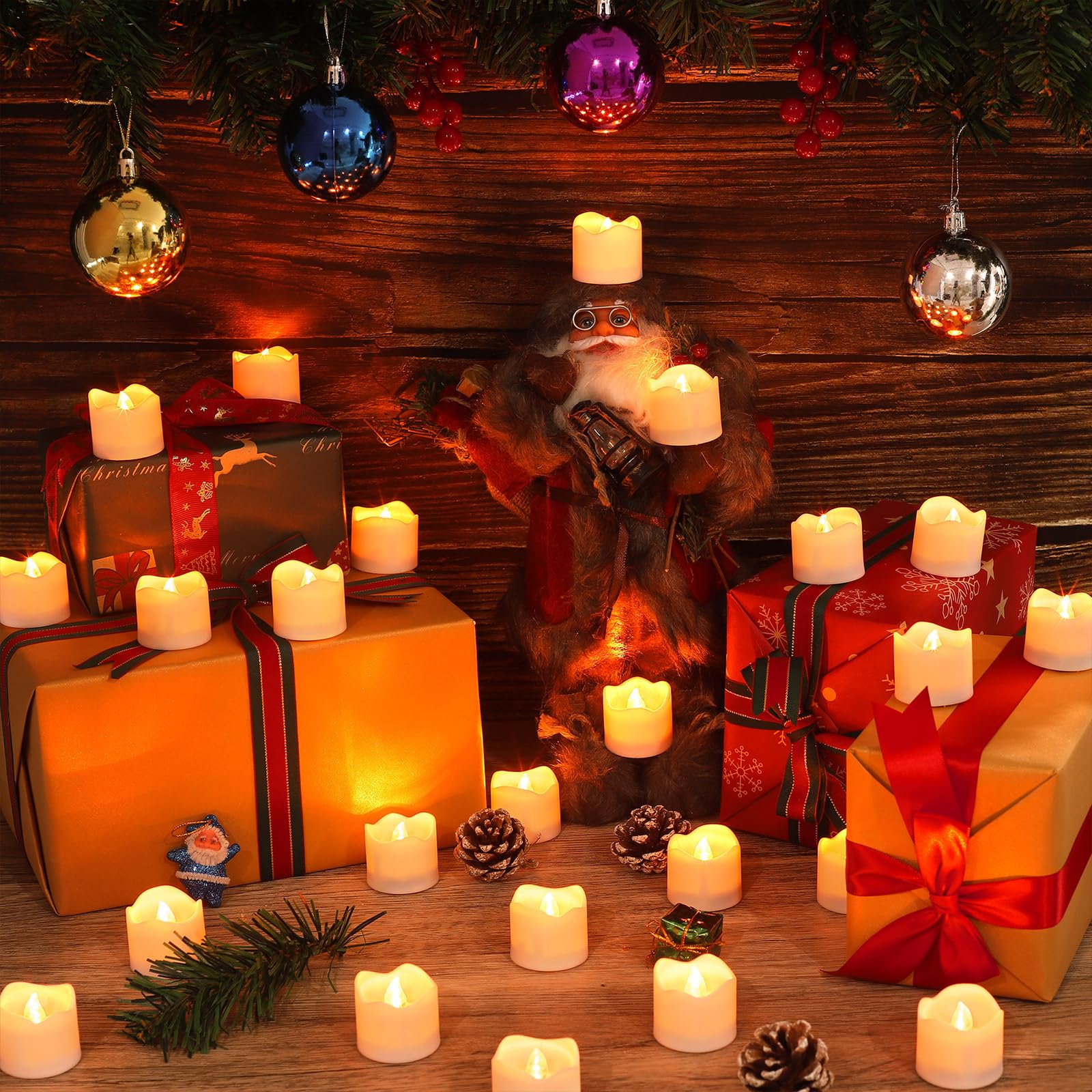 Topstone Flameless LED Tea Light Candles - 12 Pack with Remote Control & Timer, Battery Operated Amber Decorative Candles for Home, Wedding, Christmas, and Festival Decorations - Safe & Realistic Flickering Effect